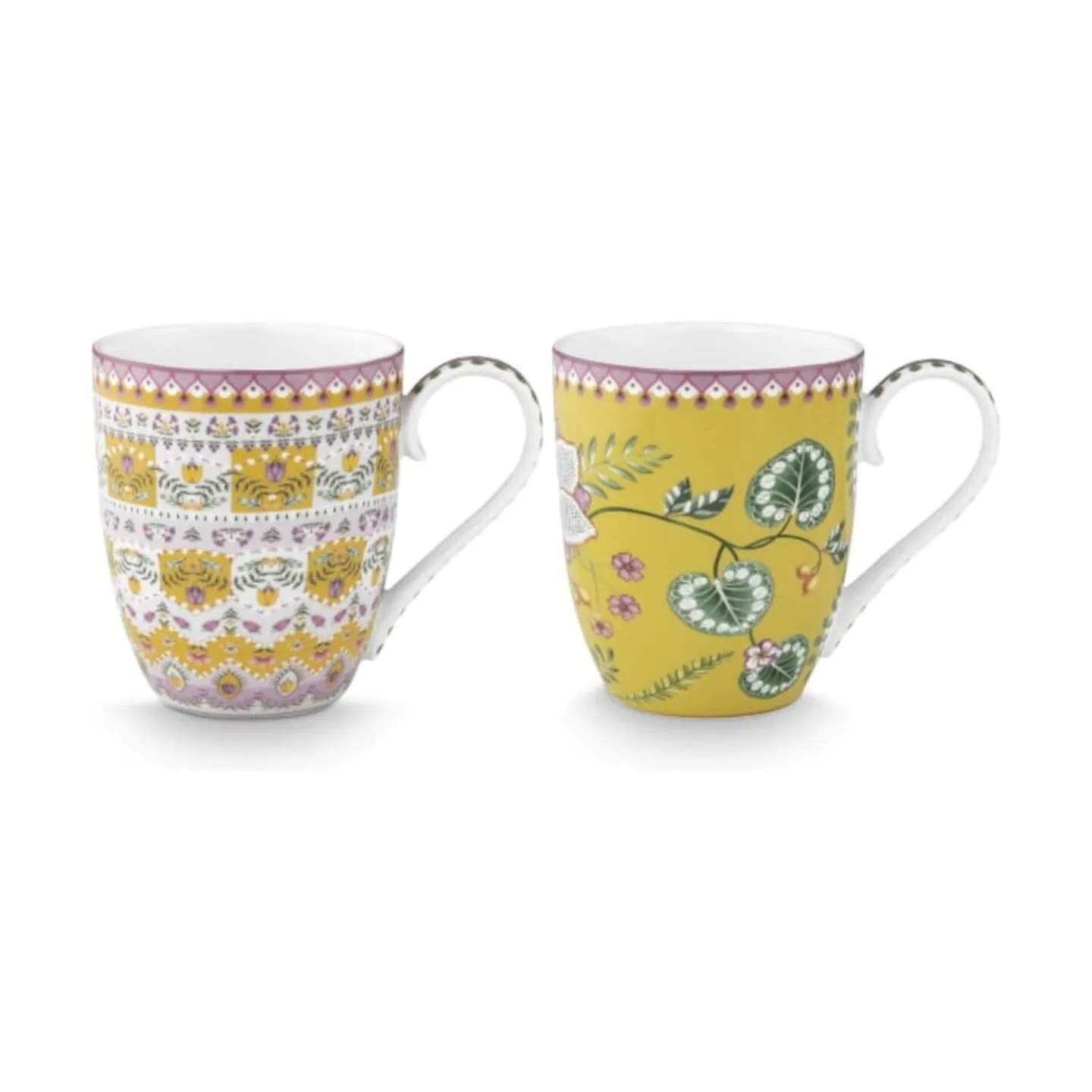 PIP Studio Krus og kopper med hank Lily & Lotus Krus - 2 stk. i Yellow, 450 ml, 1