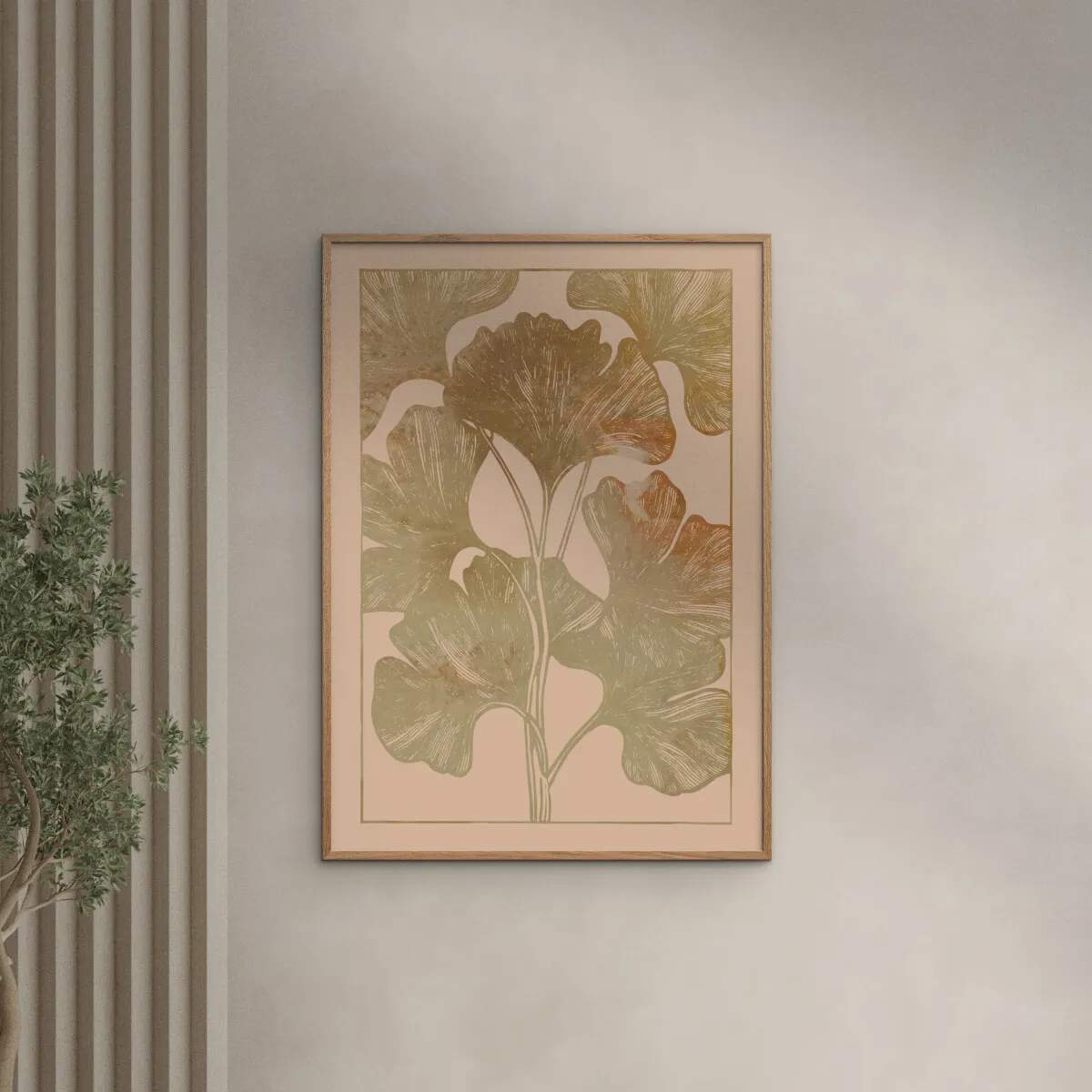 Poster&Frame Plakater Plakat - Golden ginkgo leaves i B50 x L70 cm, 2