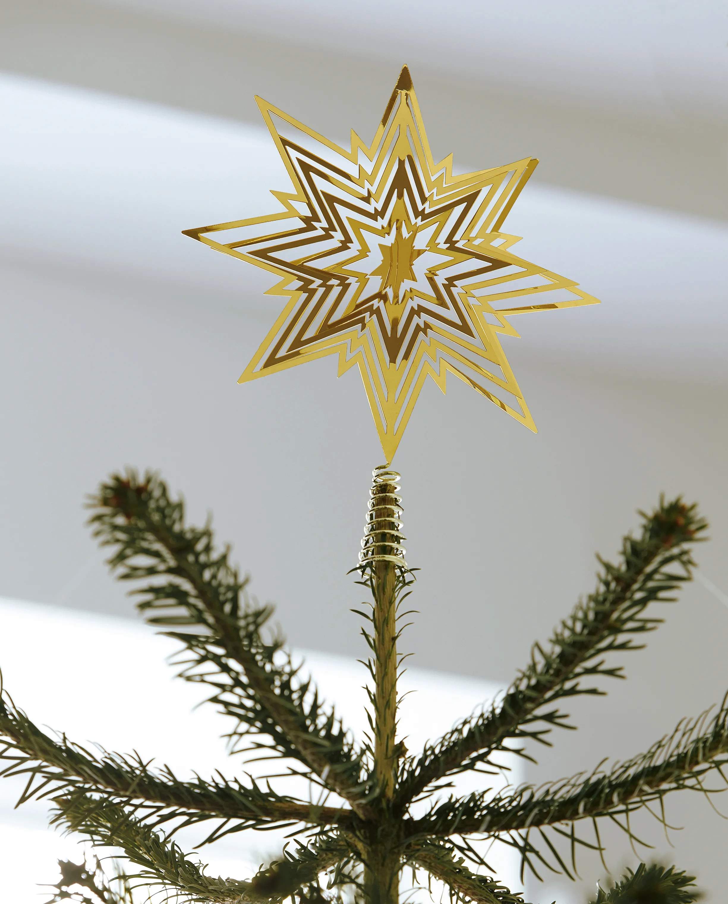 Casa Christmas Topstjerner Santas Memories Juletræsstjerne i 3D i Shiny gold, 30,5 cm, 2
