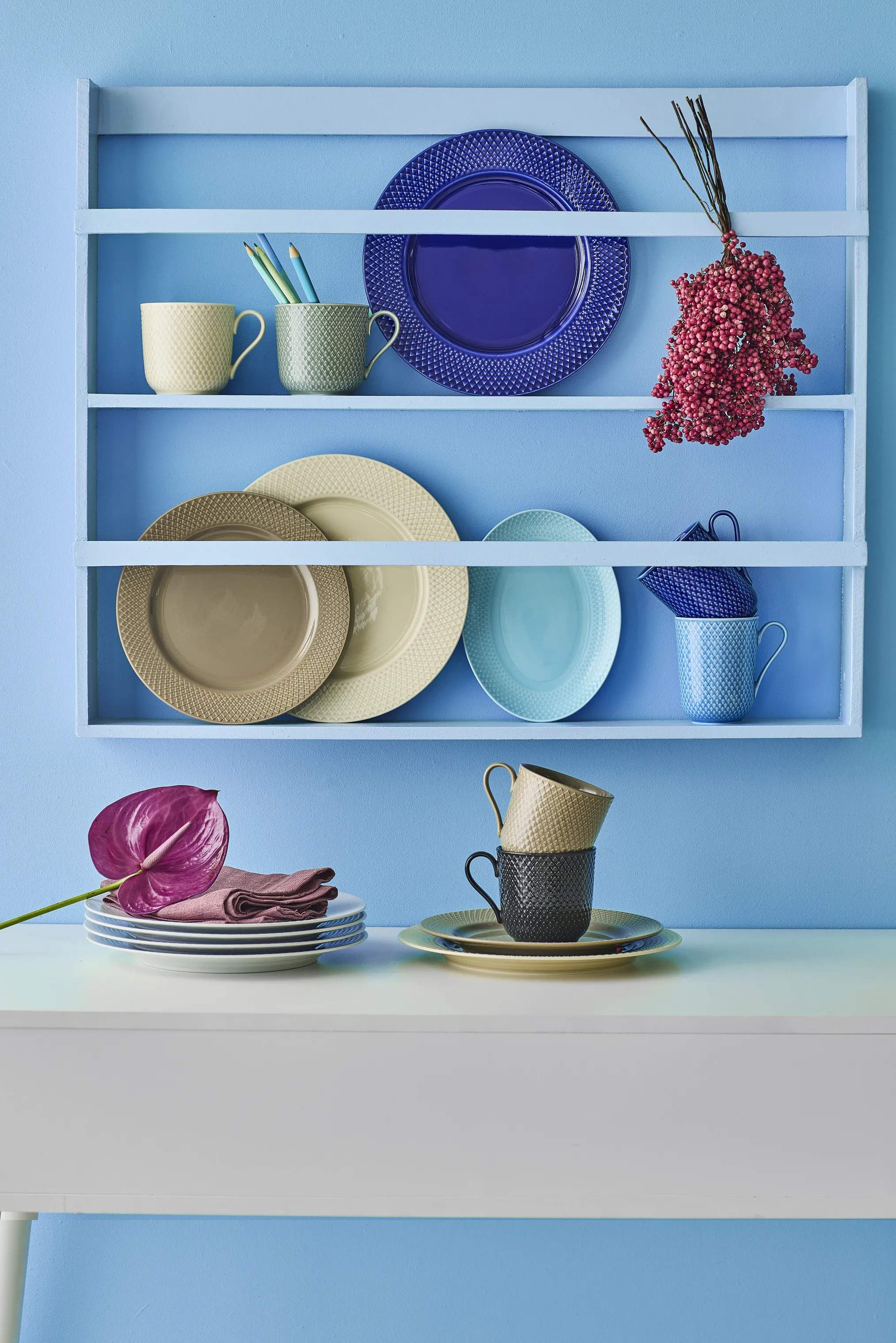 Lyngby Porcelæn Frokosttallerkener Rhombe Earth Frokosttallerken - 2 stk i Clay, 4