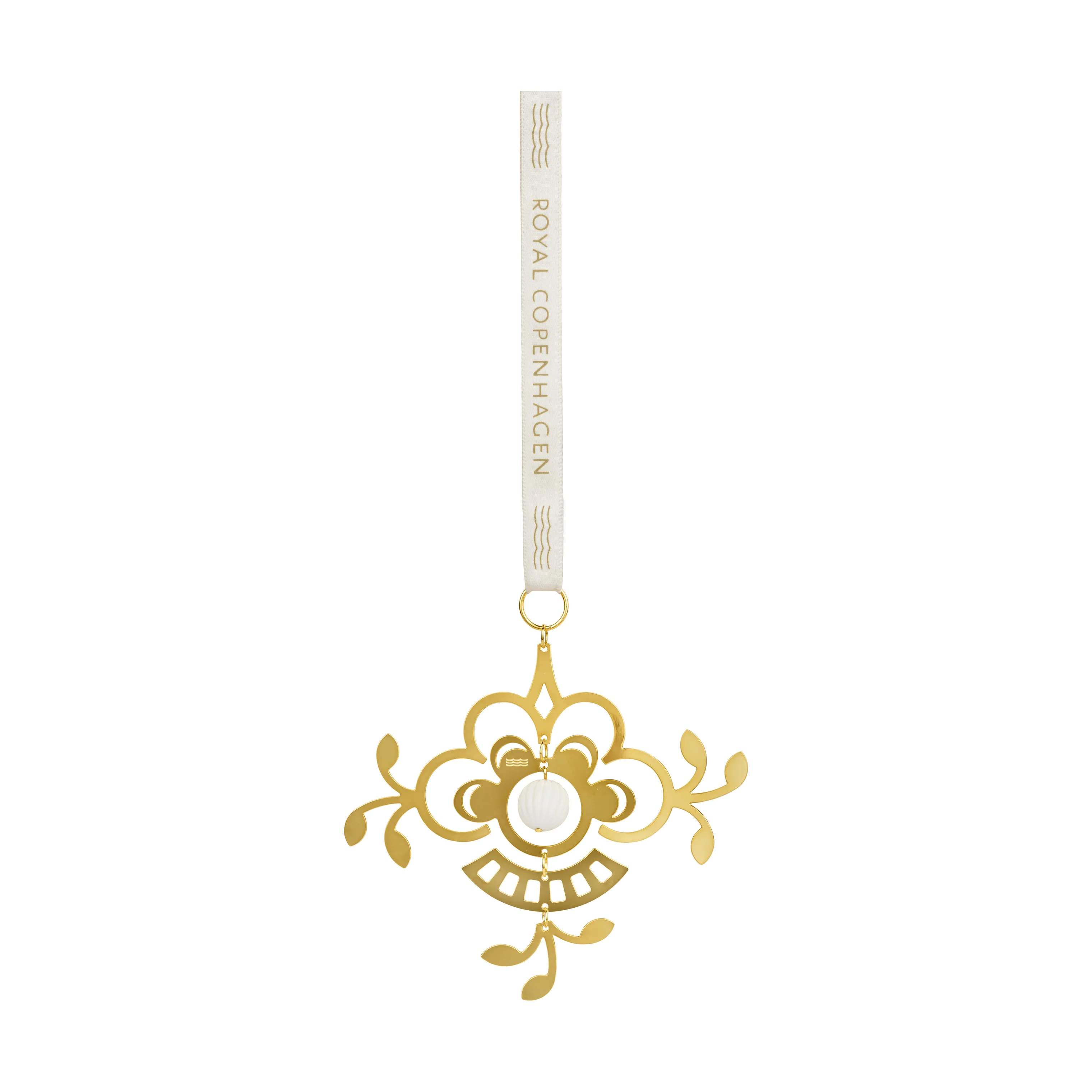 Juleornament - Blomst, guldfarvet, large