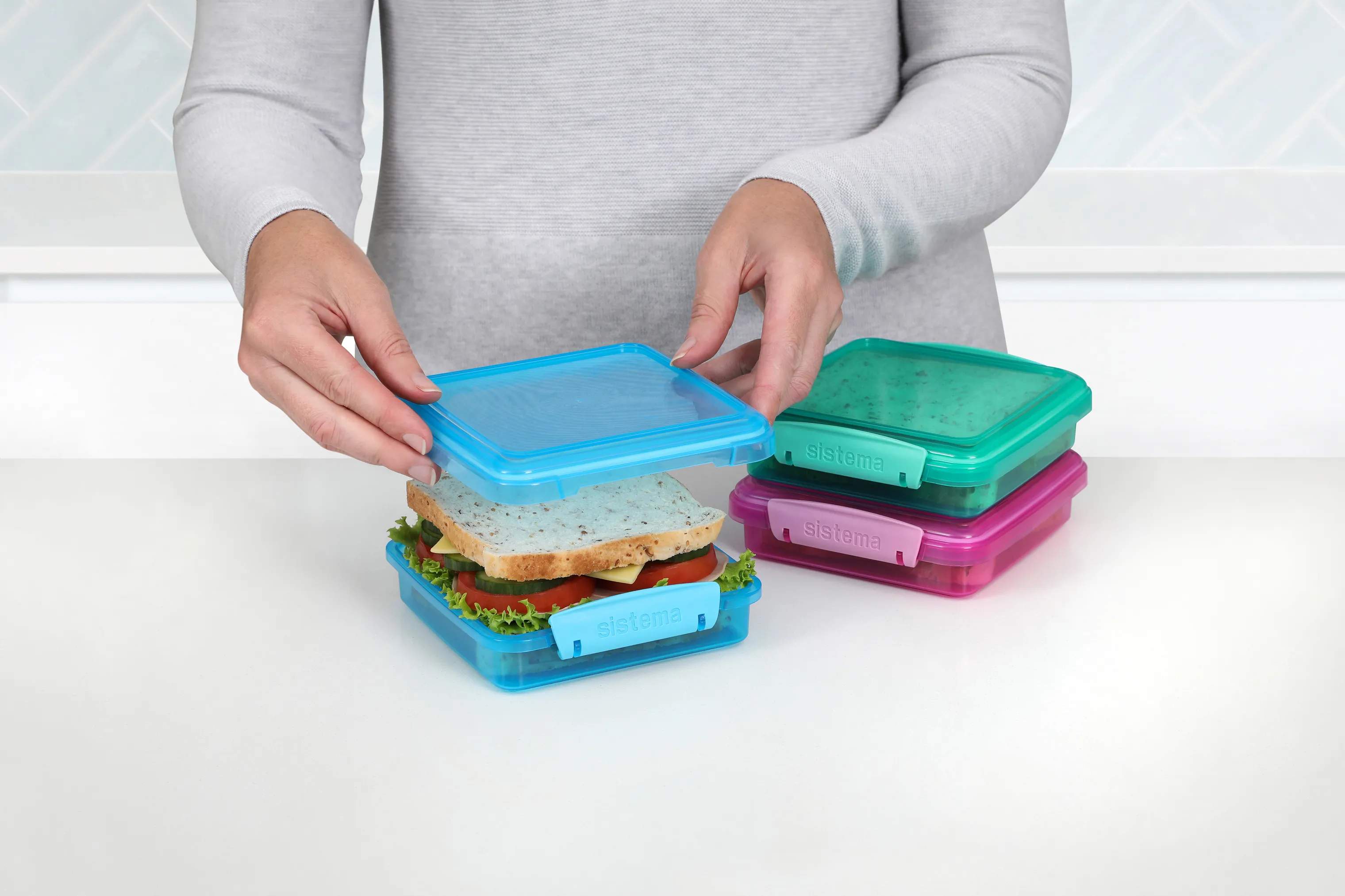 Sistema Madkasser Madkasse - 3 stk. i Blue/Teal/Pink, 2