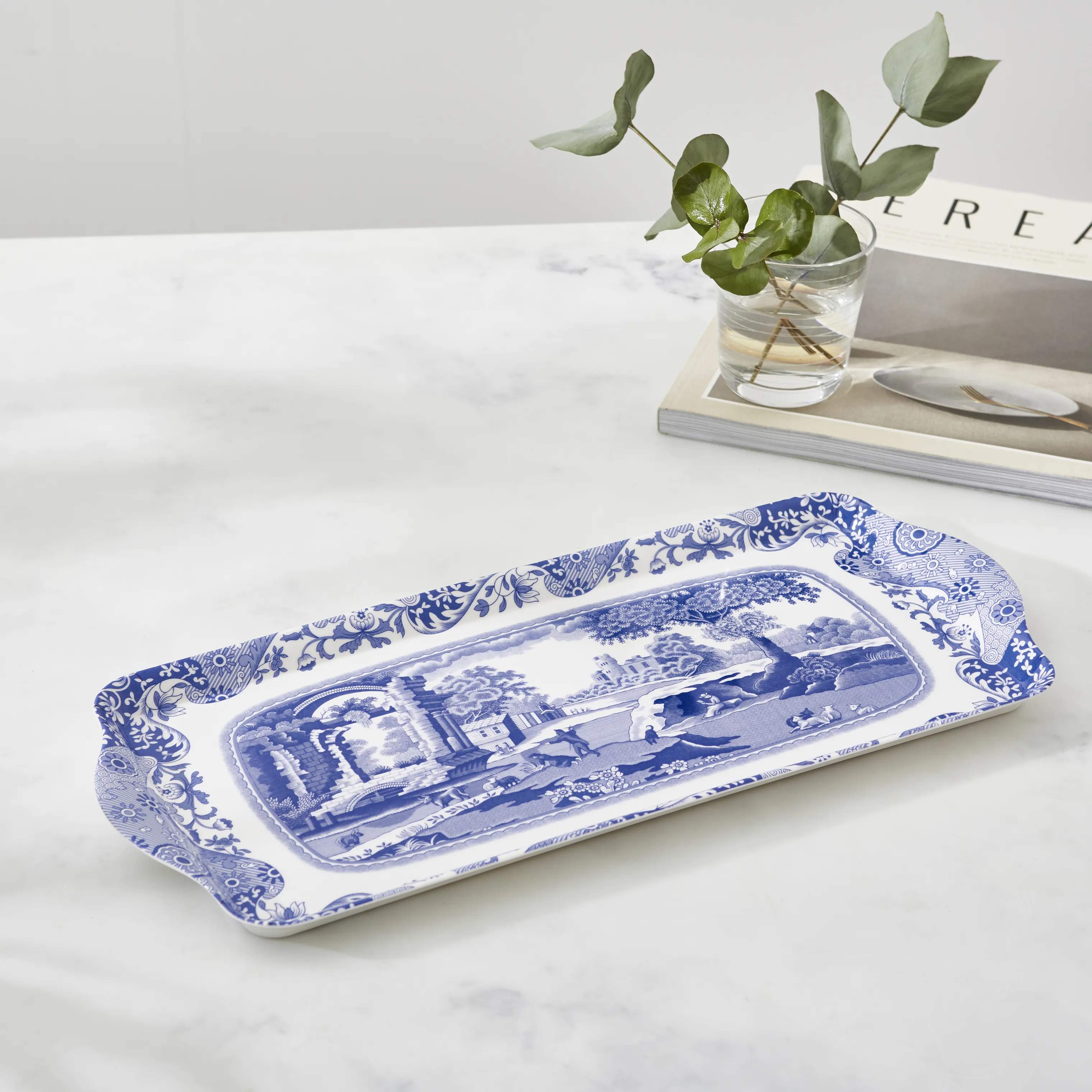 Pimpernel Bakker Blue Italian Serveringsbakke i Blå/Hvid, 2