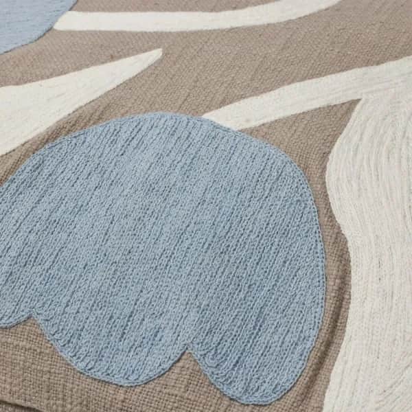 Broste Copenhagen Pyntepudebetræk Dora Pudebetræk i Taupe Warm Grey/Light Blue, 2