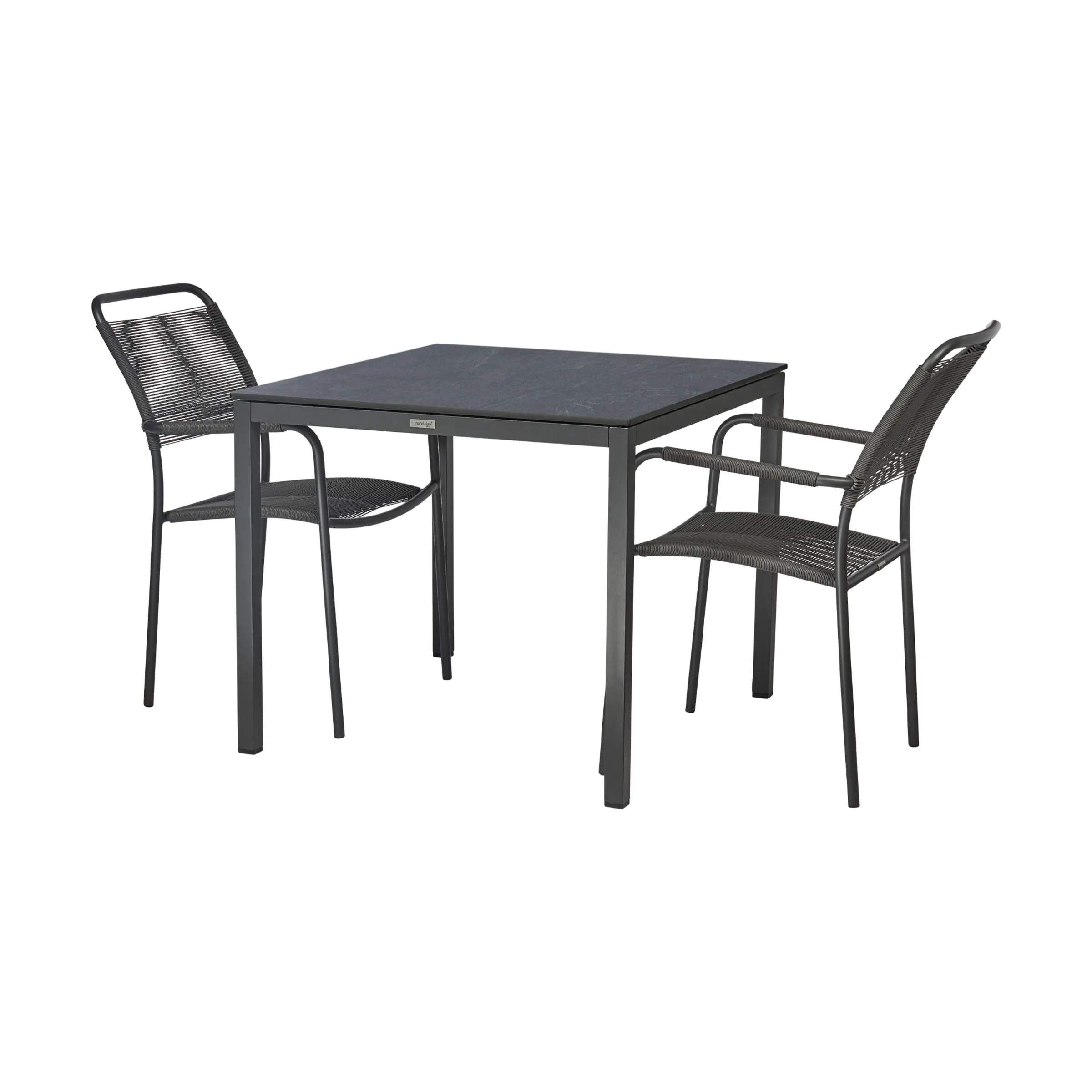Mandalay Havemøbelsæt Pure Havemøbelsæt - 3 dele i antracit, 1 bord (L82) med 2 stole, 1