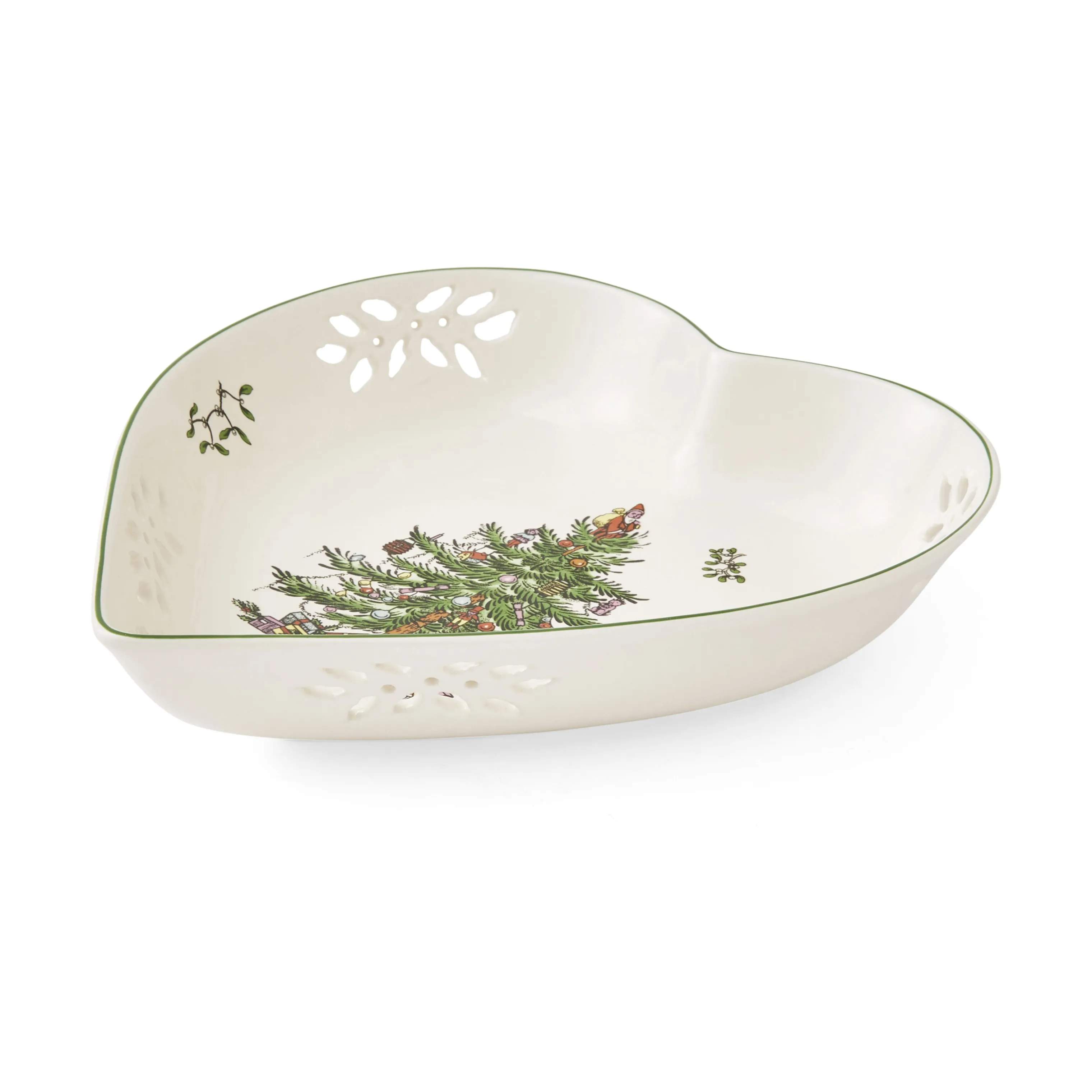 Spode Serveringsfade Christmas Tree Hjertefad i Hvid/grøn/rød, 5