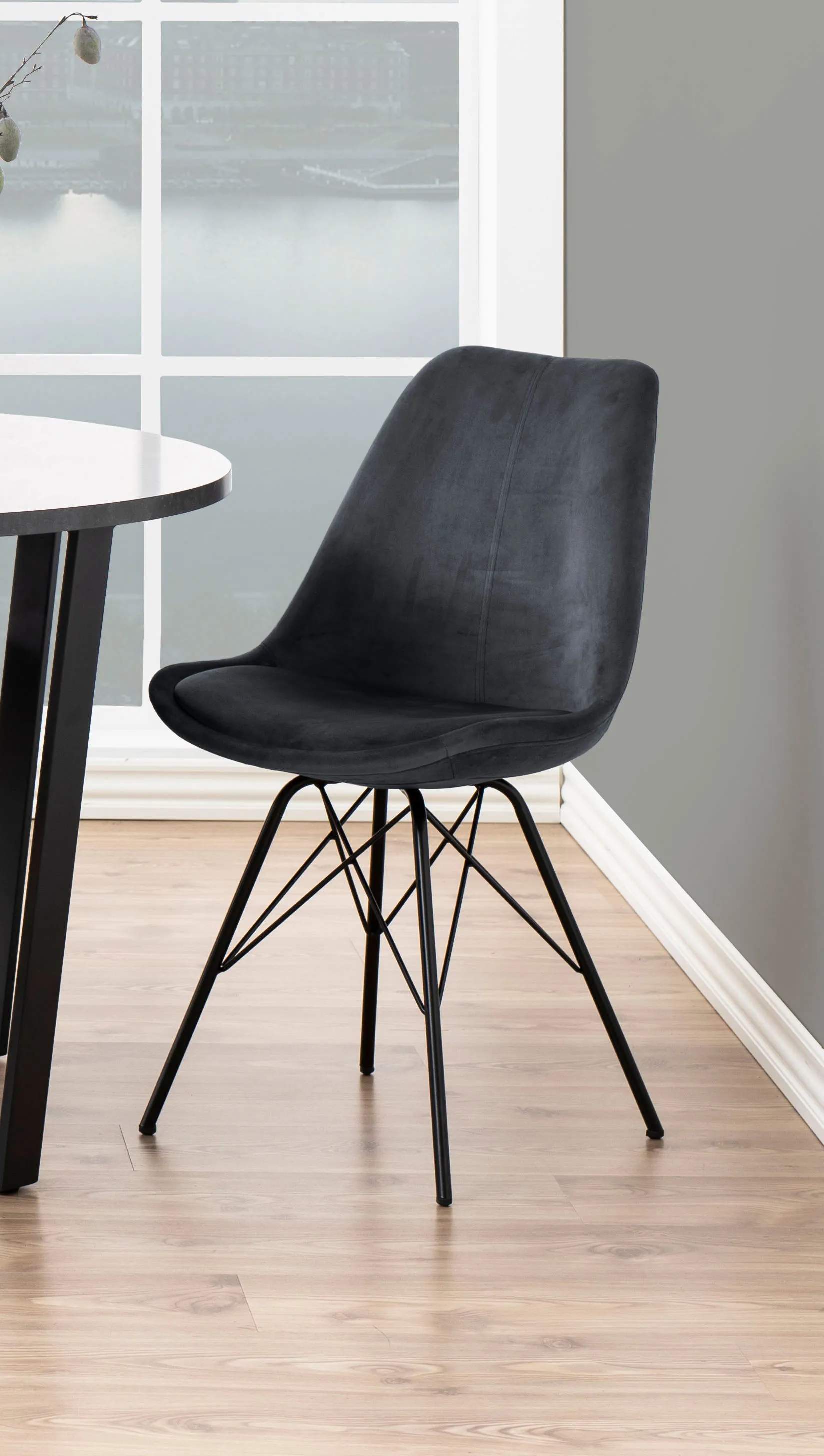 CASA Living Spisebordsstole Eris Spisebordsstol - 2 stk. i mørkegrå/sort, 3
