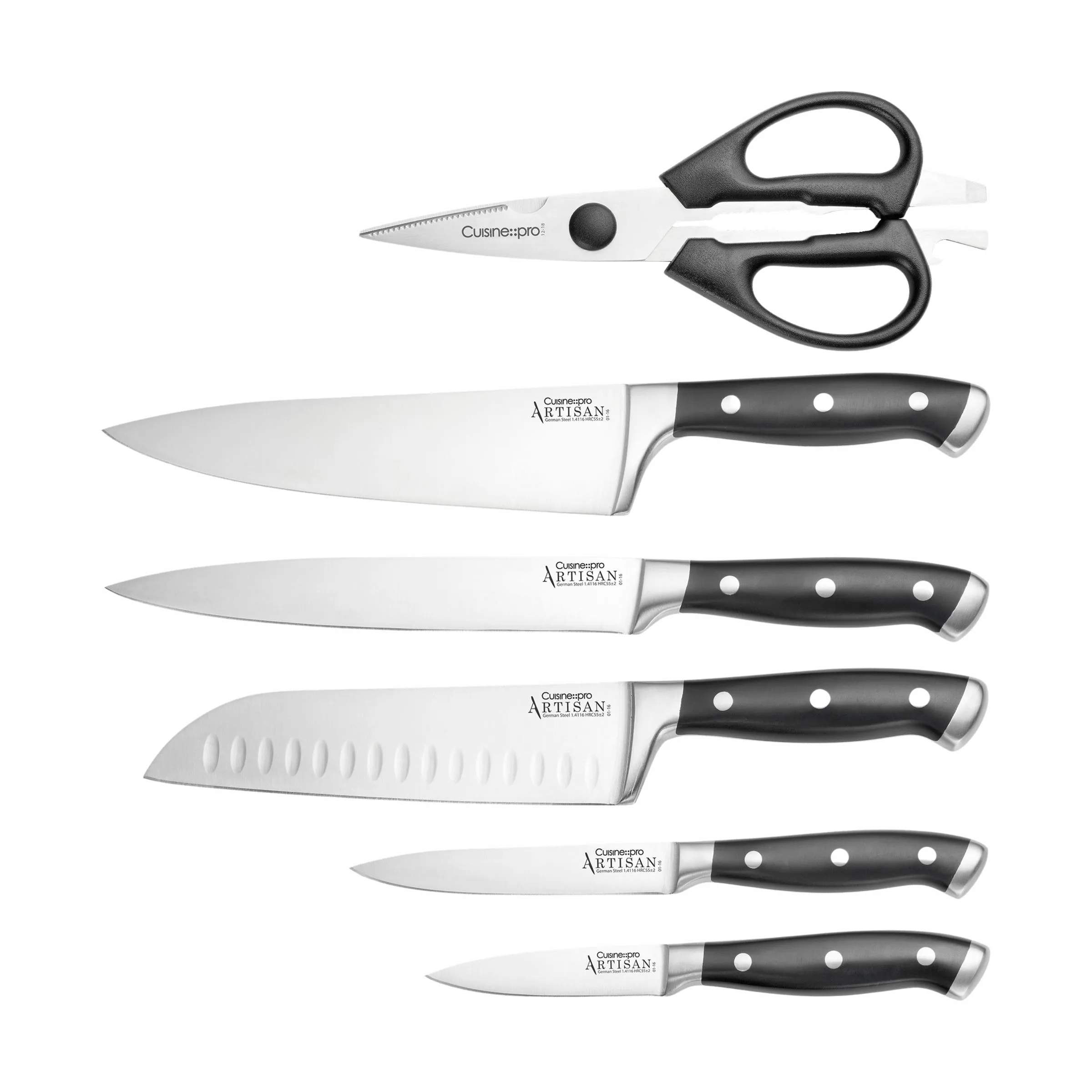 THE CUSTOM CHEF™ Knivblokke med knive Cuisine::pro®
Artisan™ Cuisine::pro Artisan™ Finster Knivblok - 7 dele i sølvfarvet/sort, 3