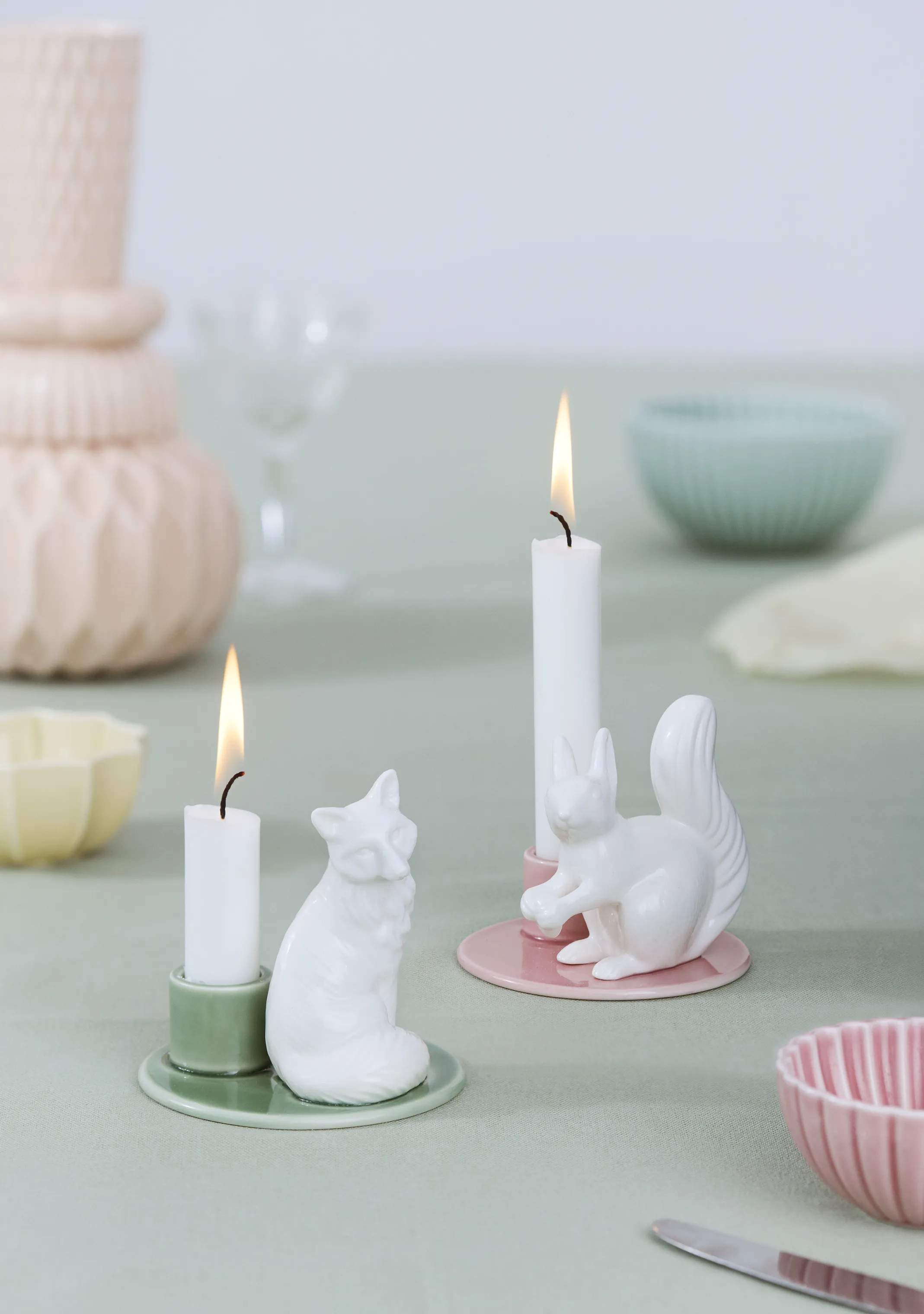 Dottir Kronelysestage Sweet Stories Ræv Lysestage i White/Spruce, 2