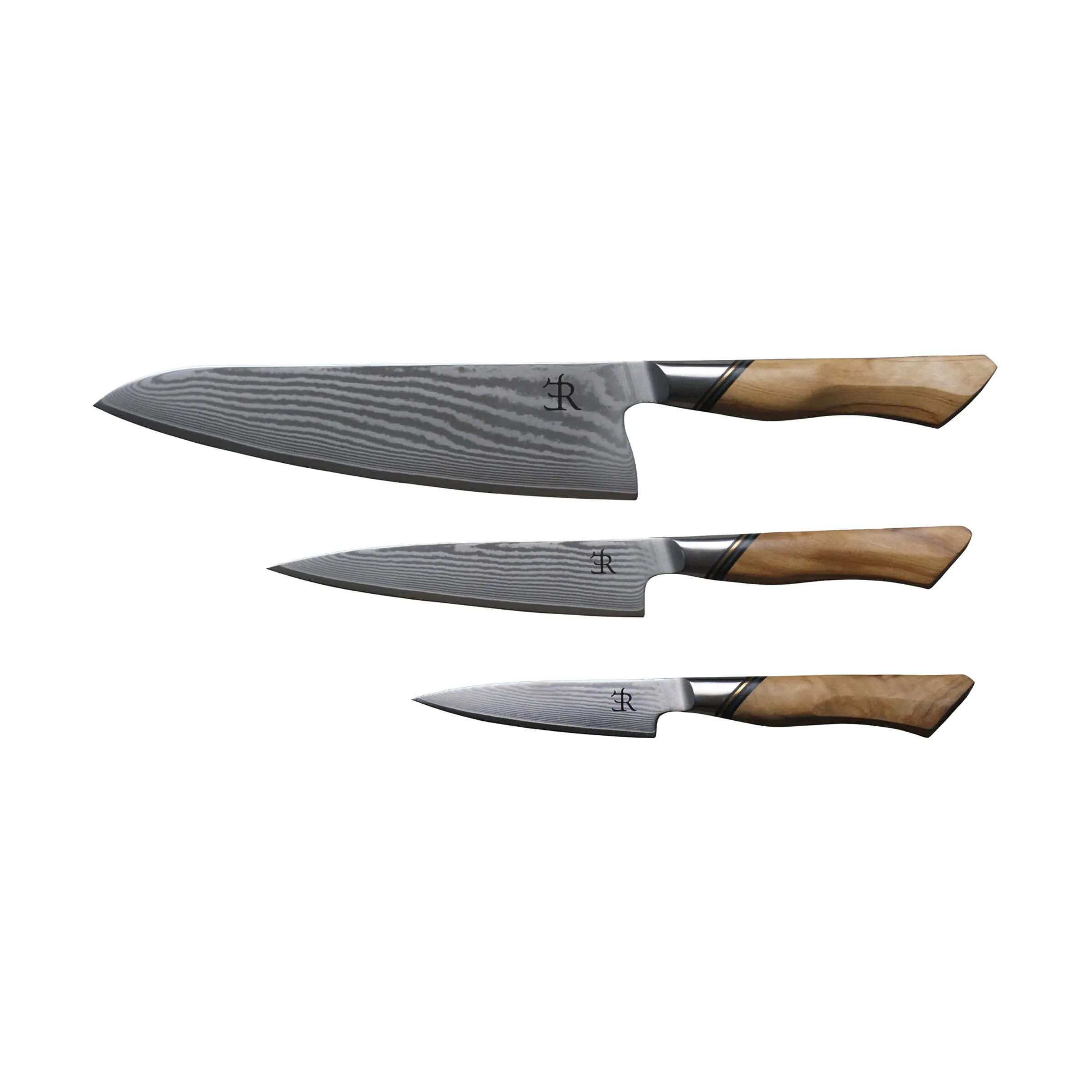 Ryda Knives Knivsæt A-73 Luksussæt - 3 dele i rustfrit stål/brun, 1