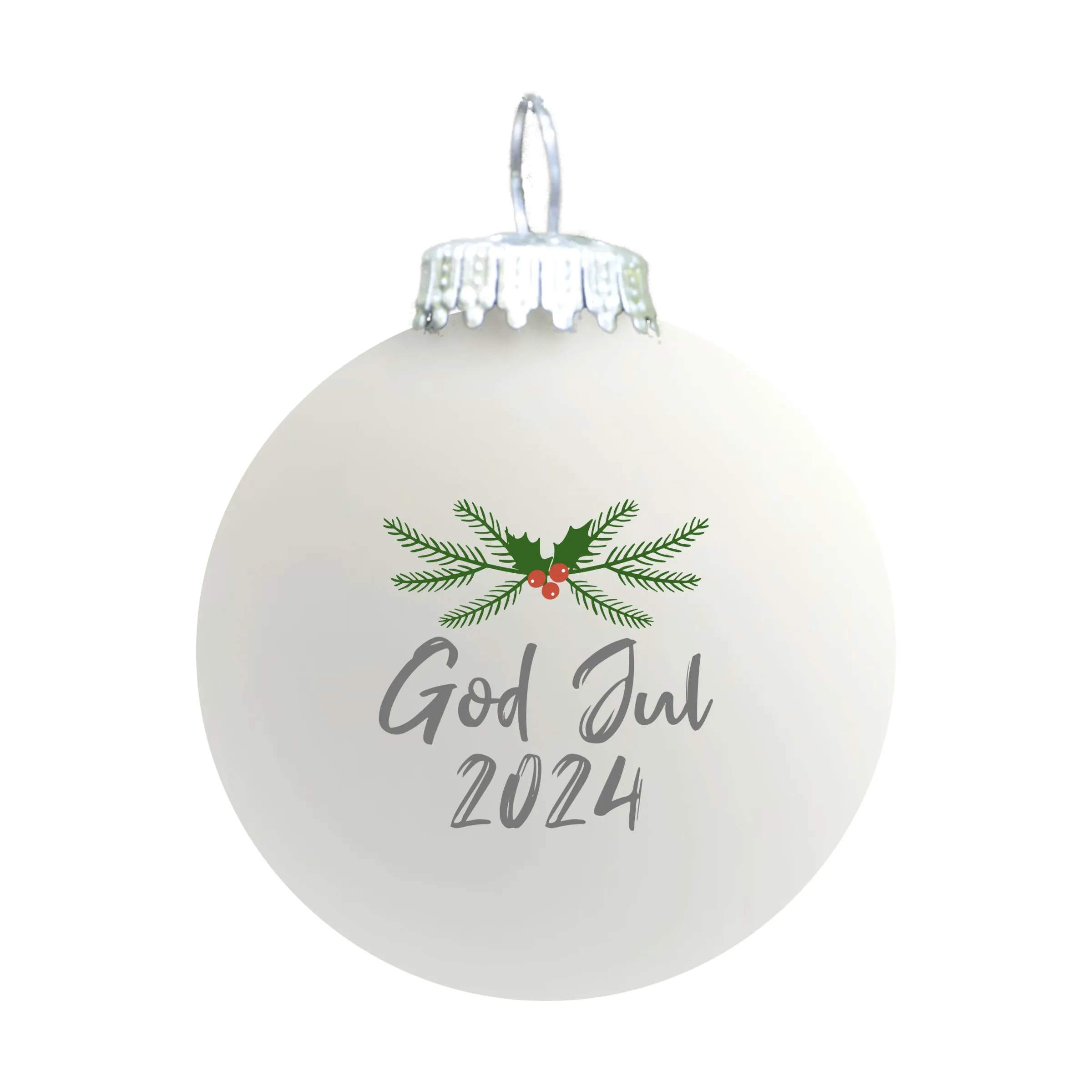 Julekugle - God Jul 2024, hvid mat, large