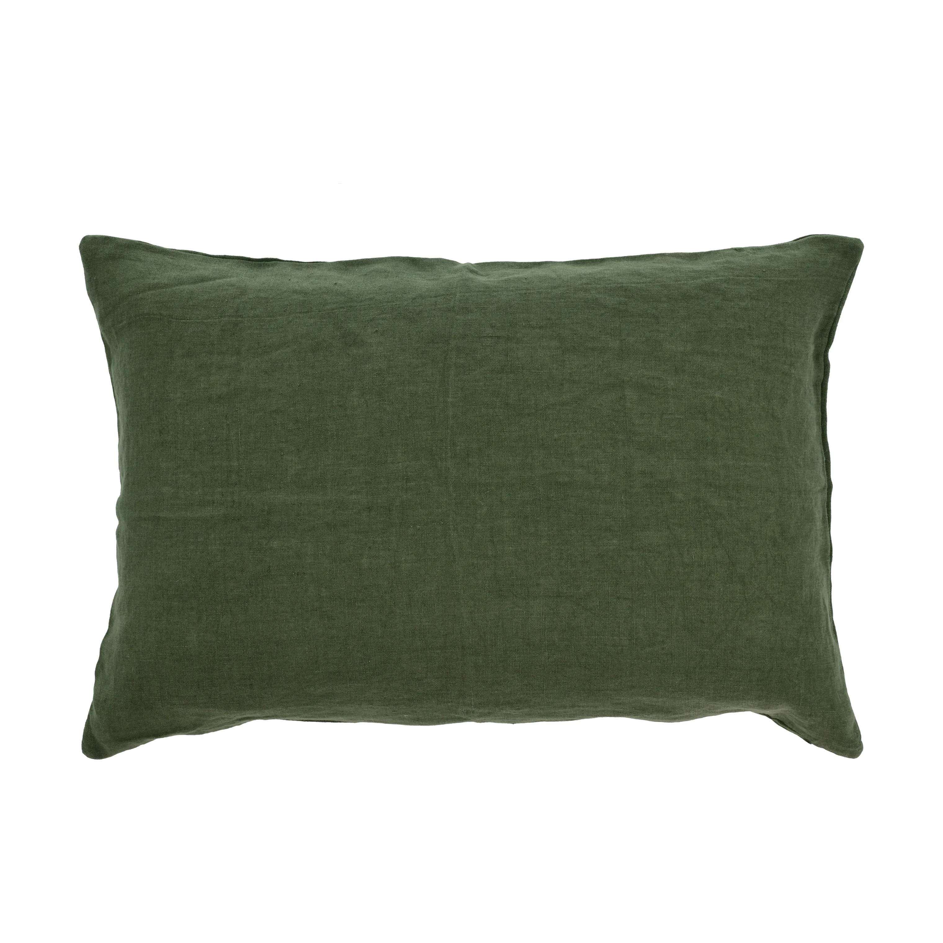 Linen Pude, forest green, large