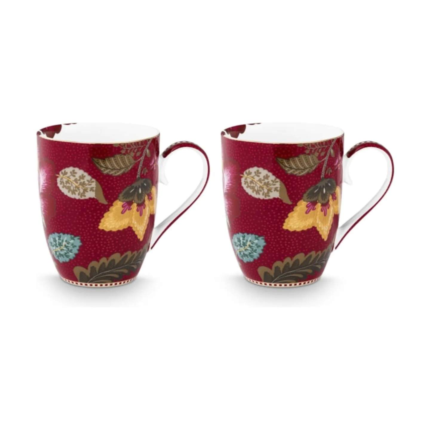 PIP Studio Krus og kopper med hank Blooming Tales Krus - 2 stk. i Rød, 365 ml, 1
