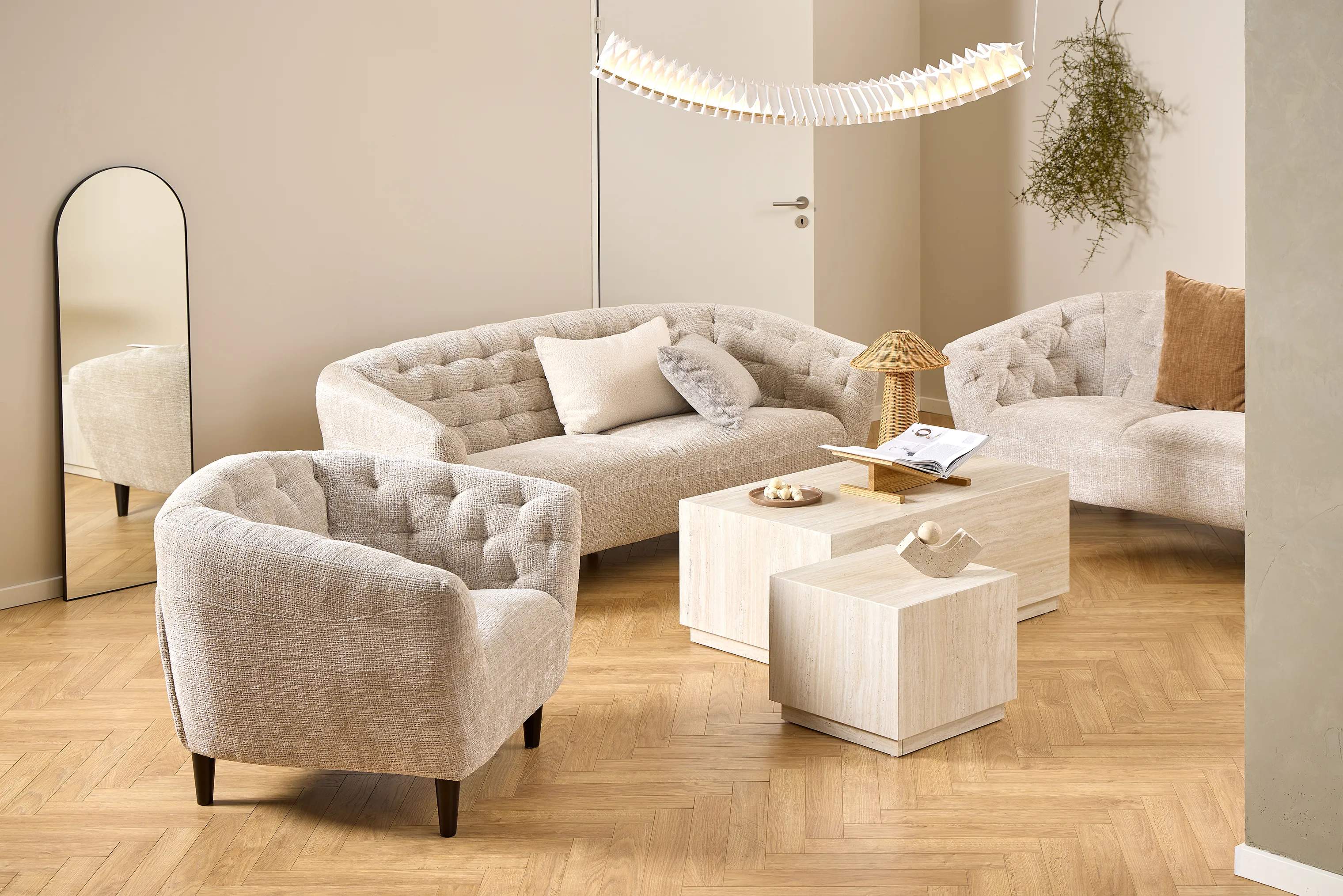 CASA Living Sofaer Ria Sofa i Beige, 191 cm, 3