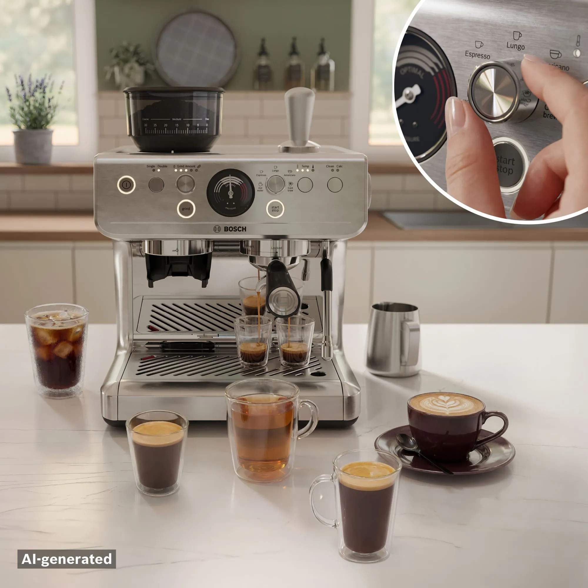 Bosch Espressomaskiner Serie 4 Semi Automatic Espressomaskine i Stål, 4