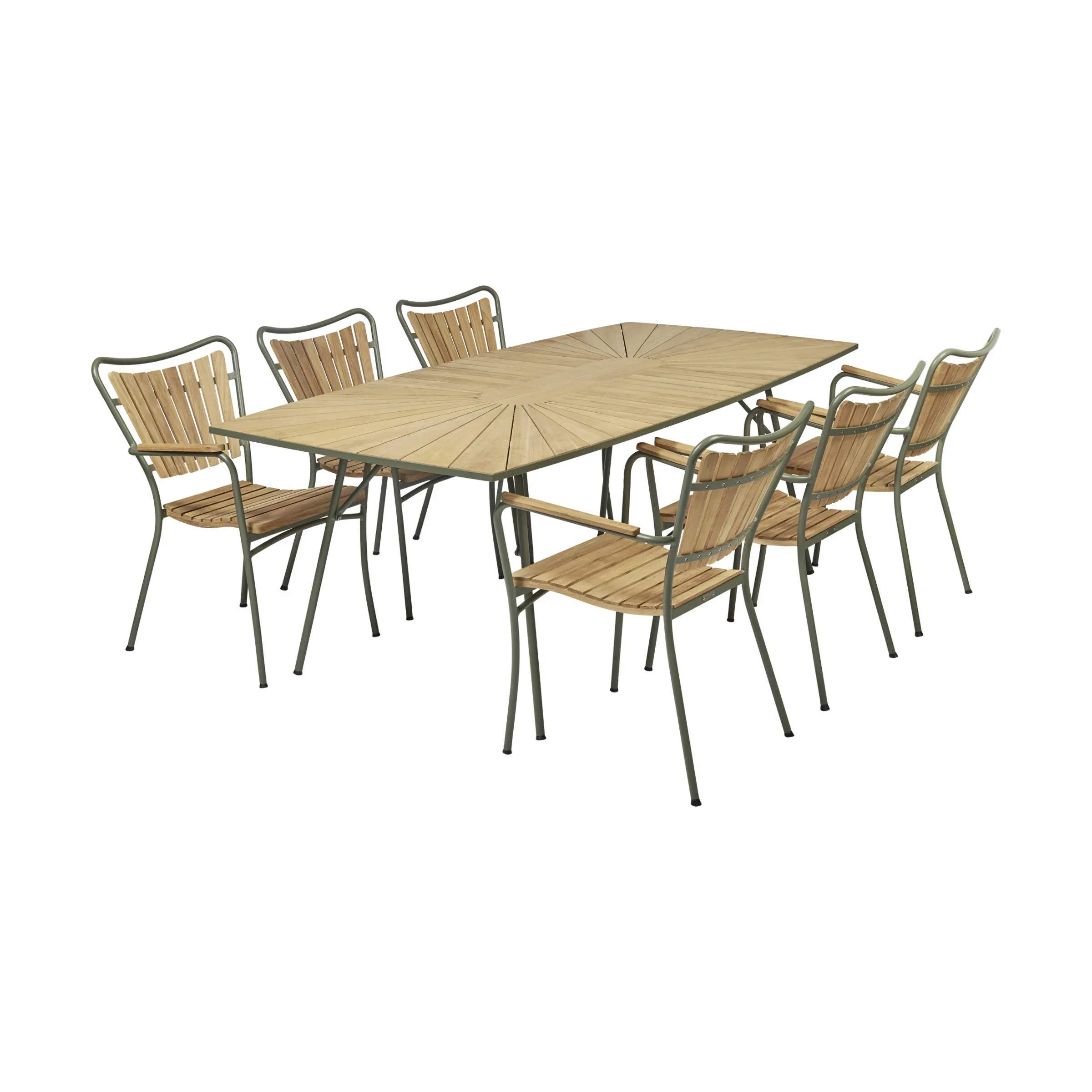 Marguerit Havemøbelsæt - 1 bord og 6 stole, olivengrøn, large