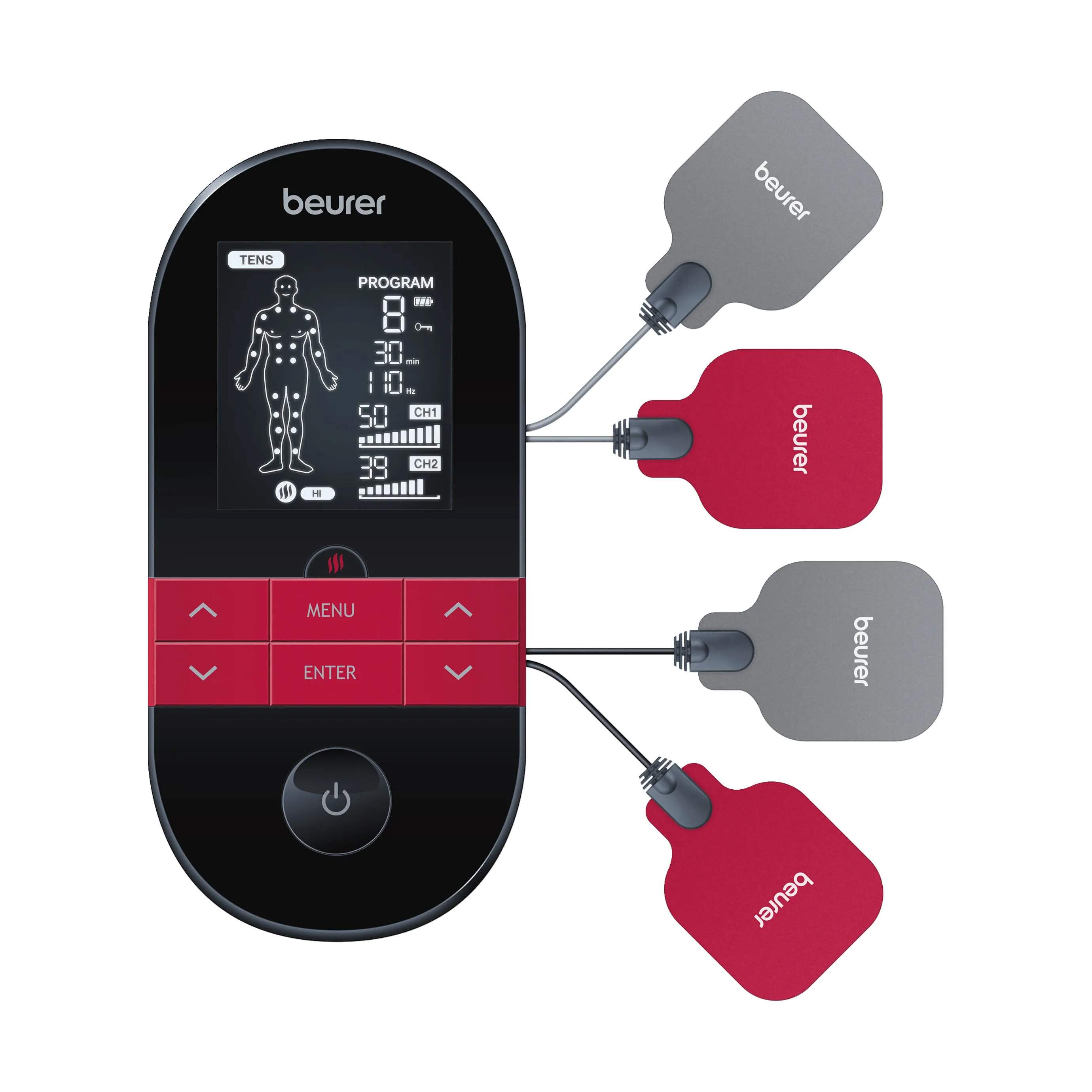 TENS/EMS EM59, sort/rød/grå, large