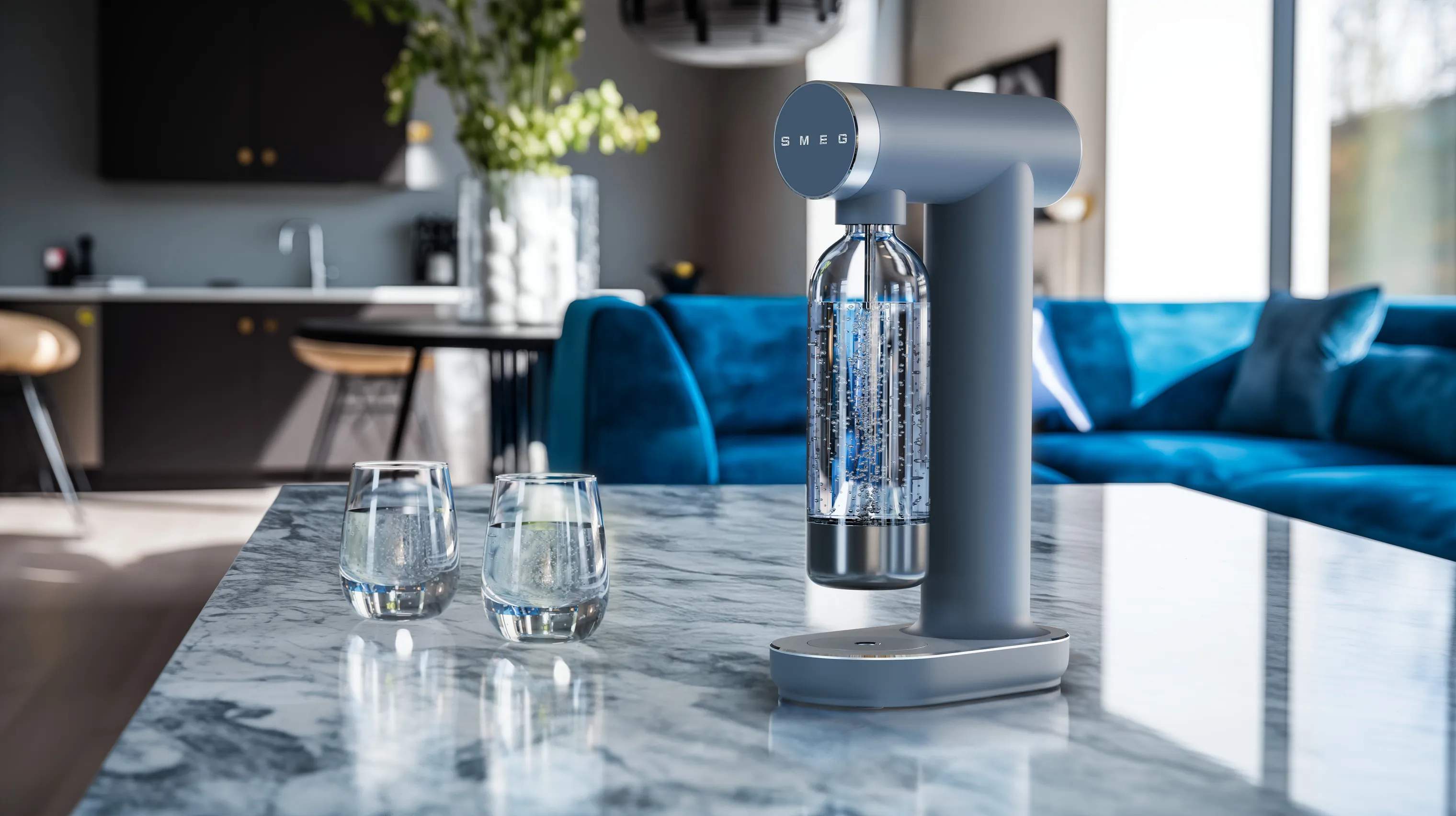Smeg Sodavandsmaskiner Collezione Kulsyremaskine i Storm Blue, 2