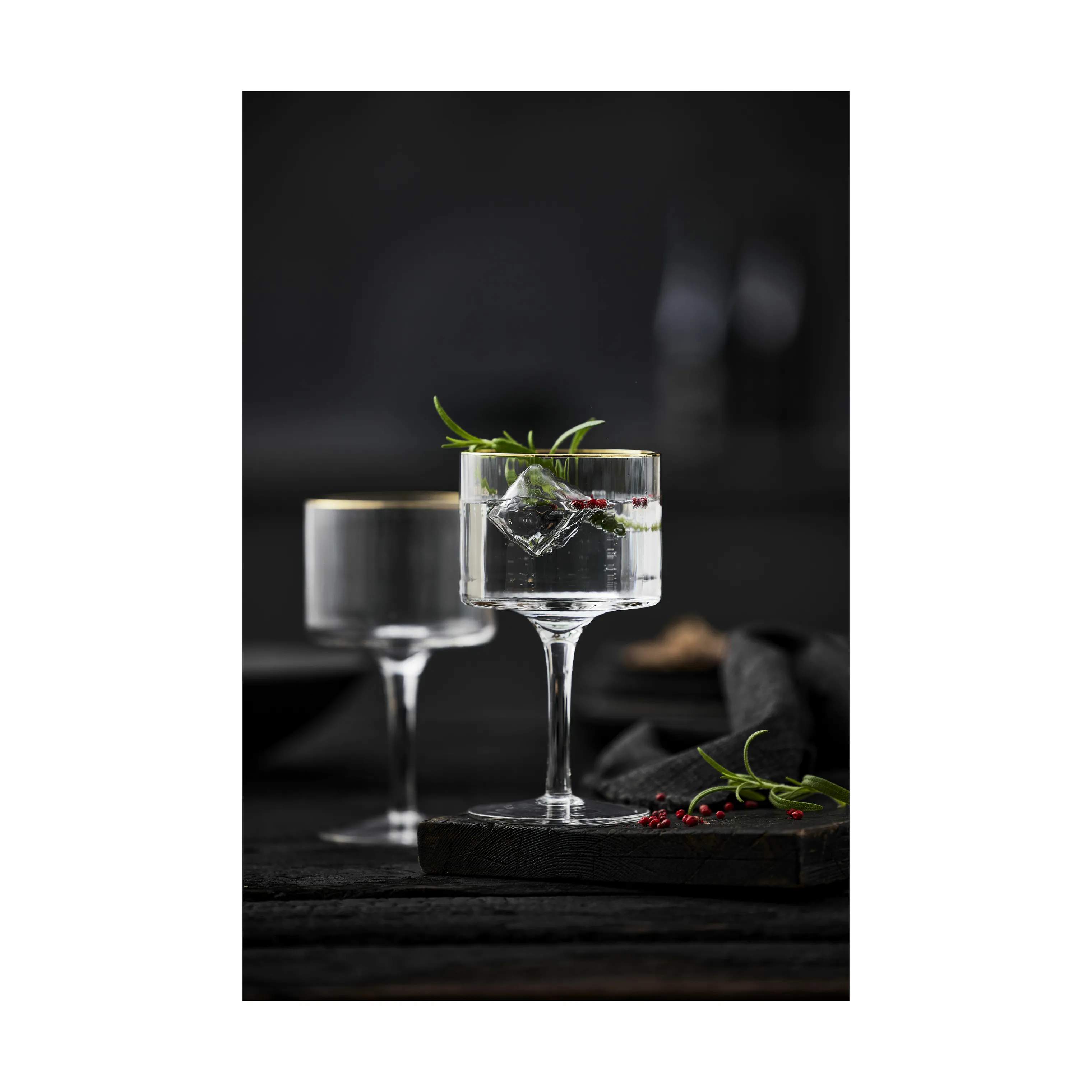 Lyngby Glas Ginglas Palermo Gin & Tonic Glas - 4 stk. i Klar m. guldkant, 32 cl, 2