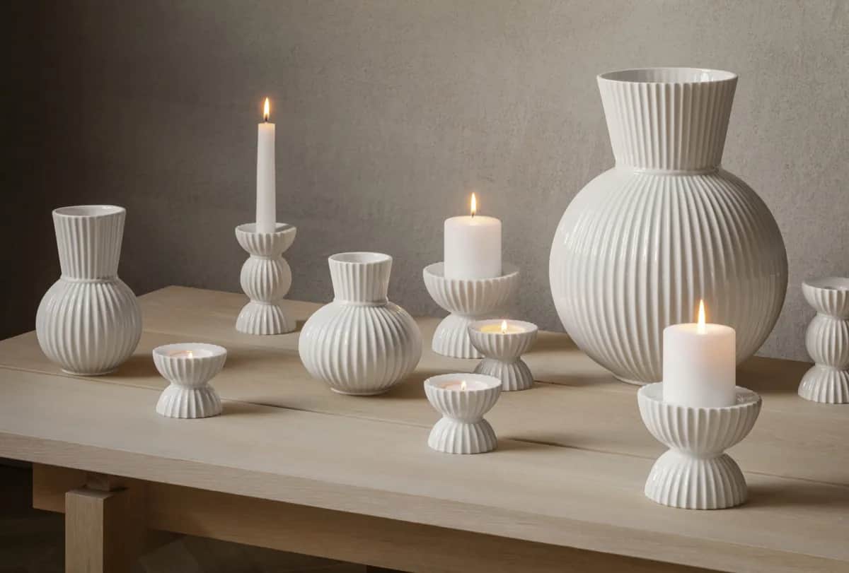 Lyngby Porcelæn Fyrfadsstage Tura Fyrfadsstage i Hvid, 3