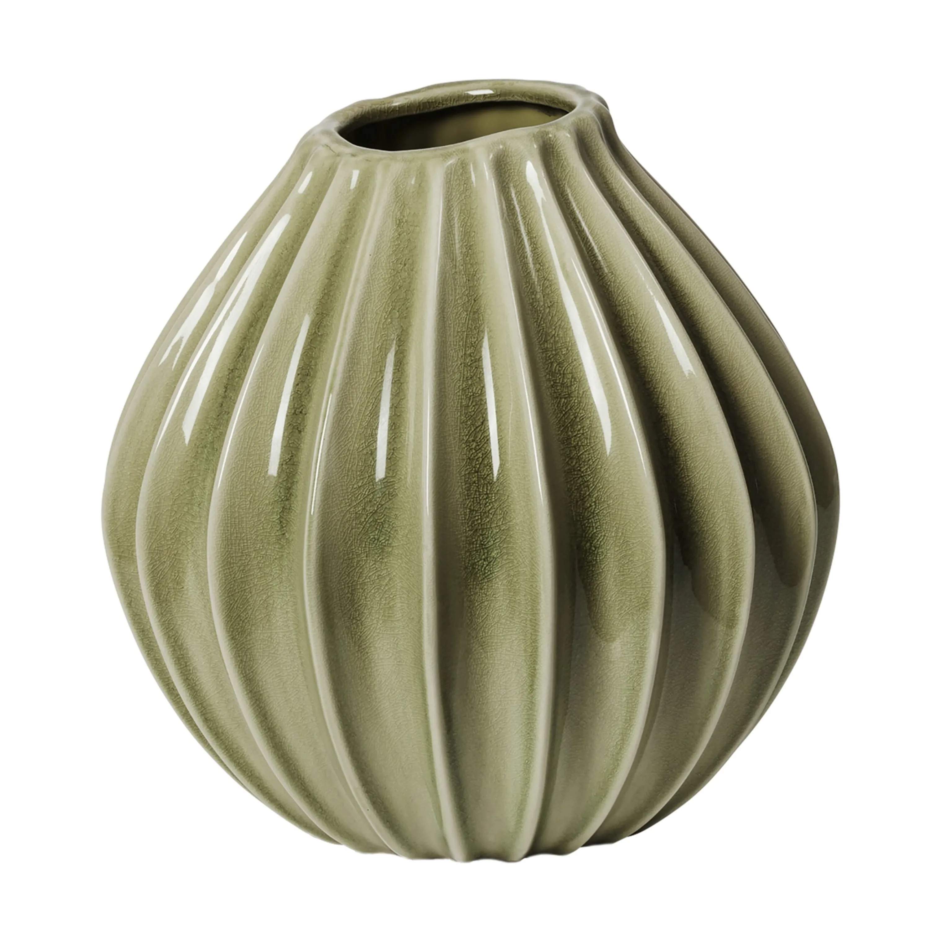 Broste Copenhagen Vaser Wide Vase i Grøn, H25 x Ø25 cm, 1