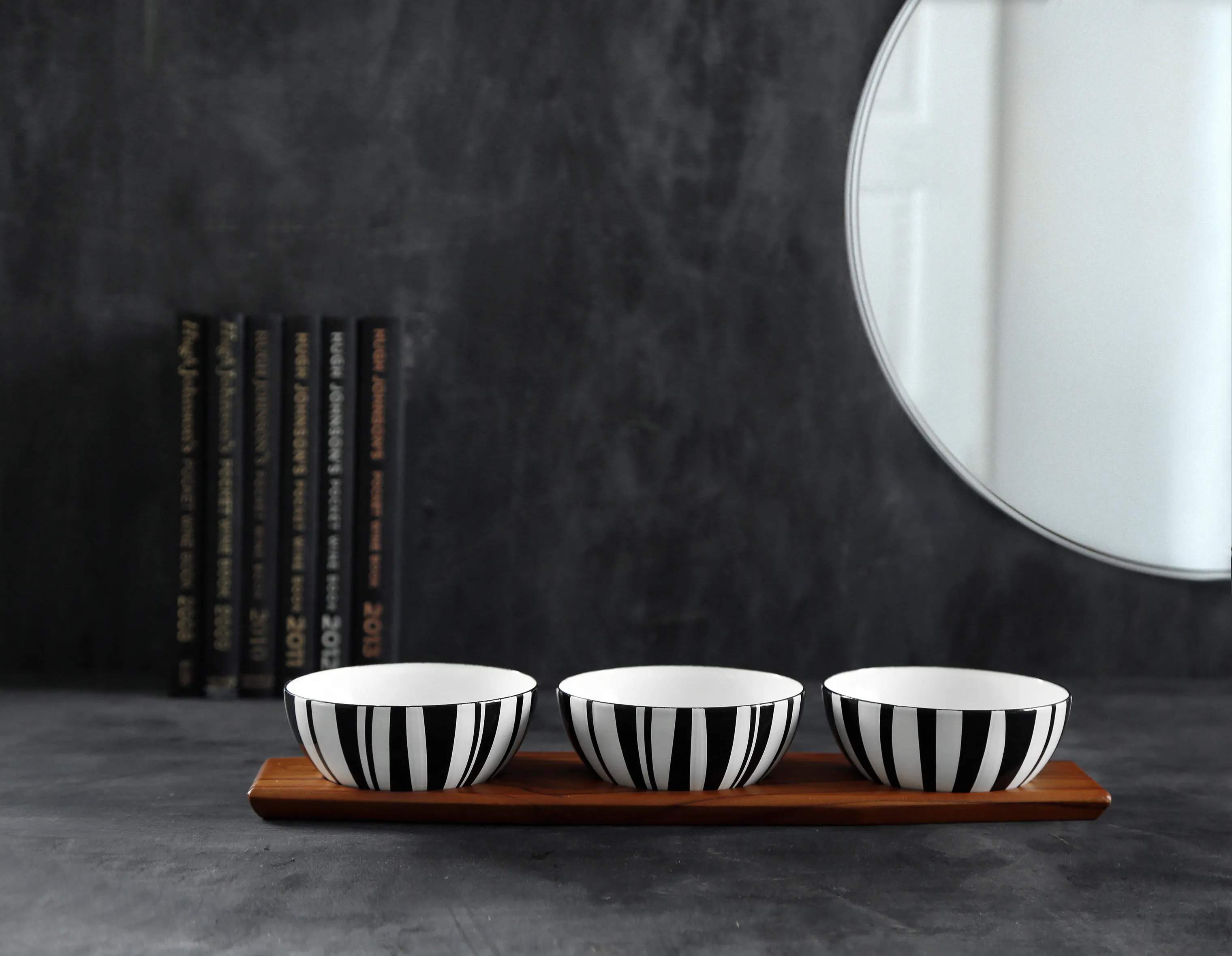 Cathrineholm Skåle Stripes Snacksæt i Hvid, 10 cm, 4