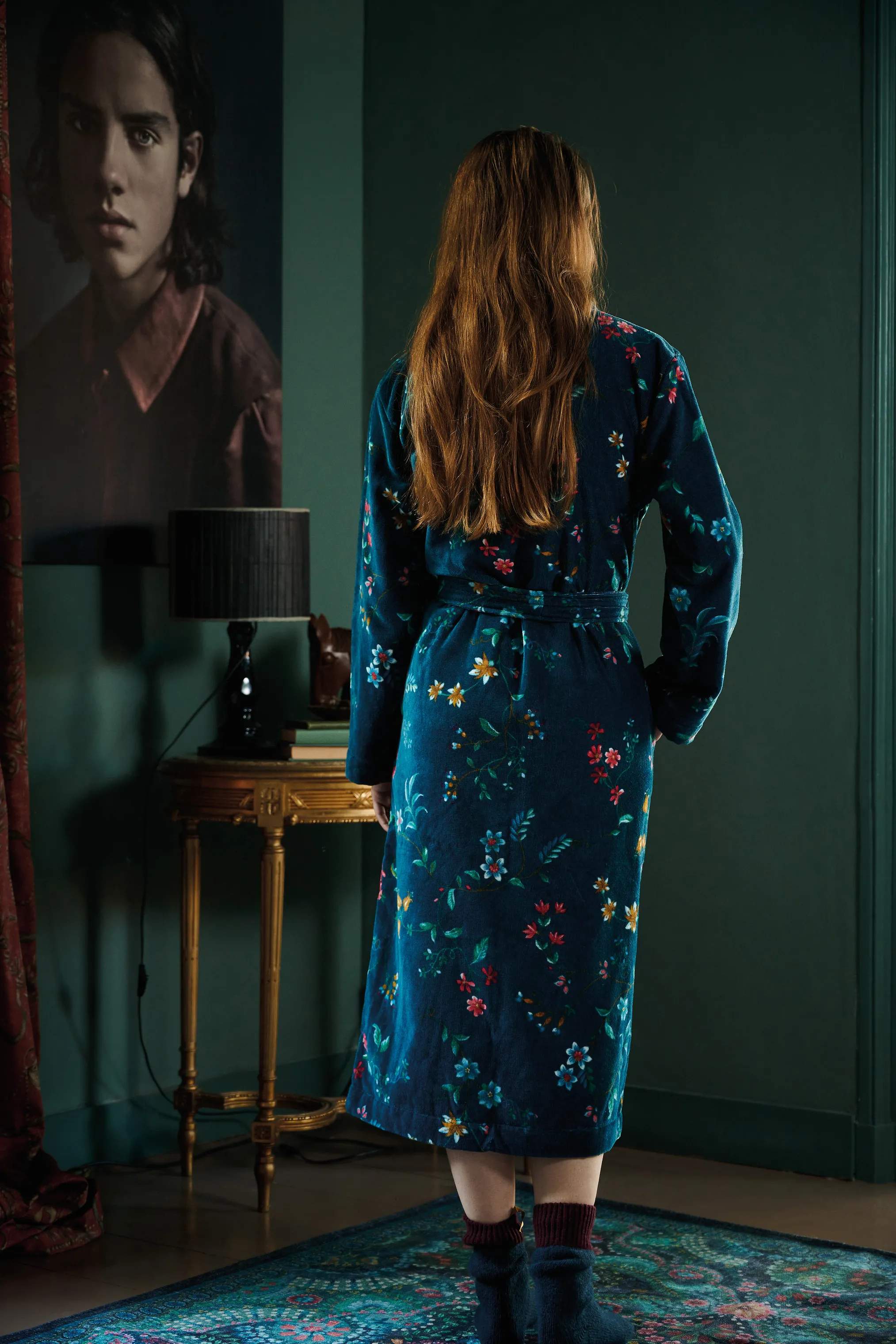 PIP Studio Morgenkåber Les Fleurs Badekåbe i Dark blue , Str. XXL, 2