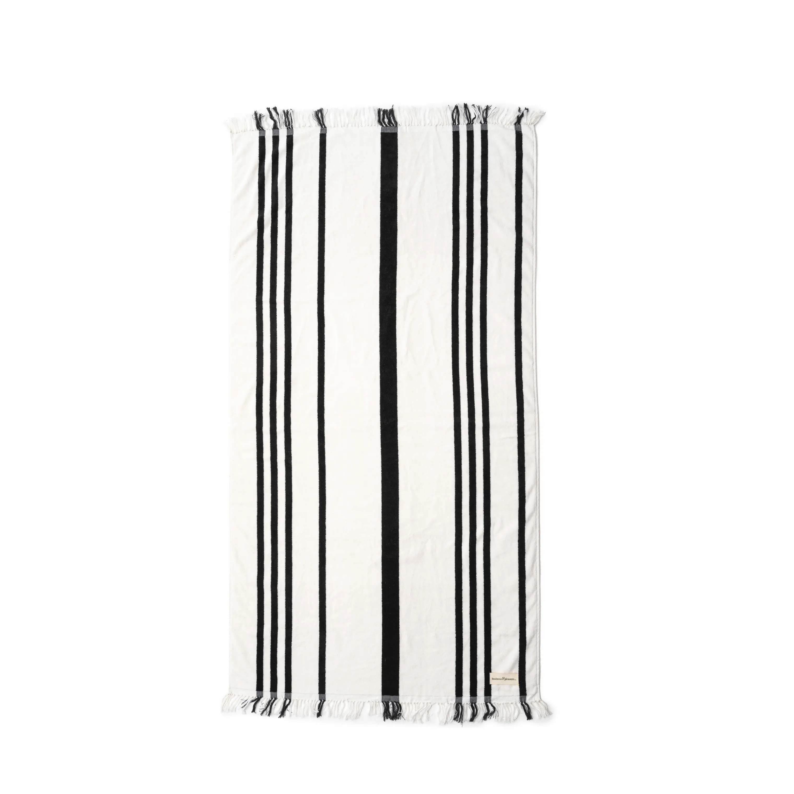 Strandhåndklæde, vintage black stripe, large