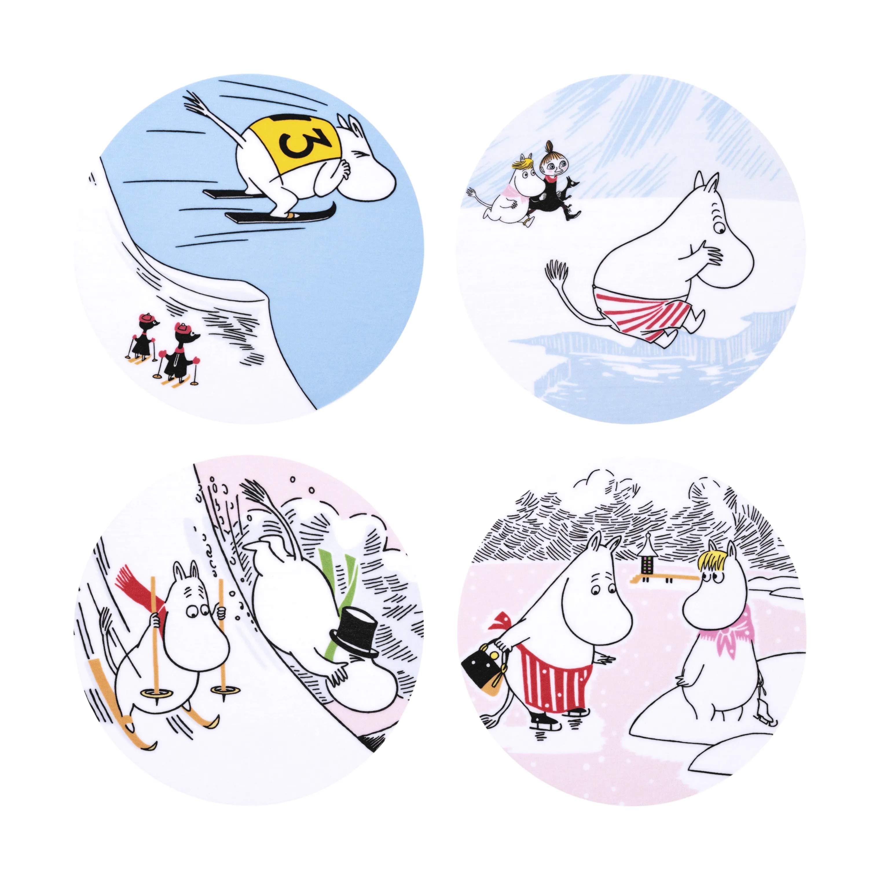 Moomin Arabia Bordskånere Moomin sæson Bordskåner Vinterbadning - 4 stk. i Multifarvet, 1