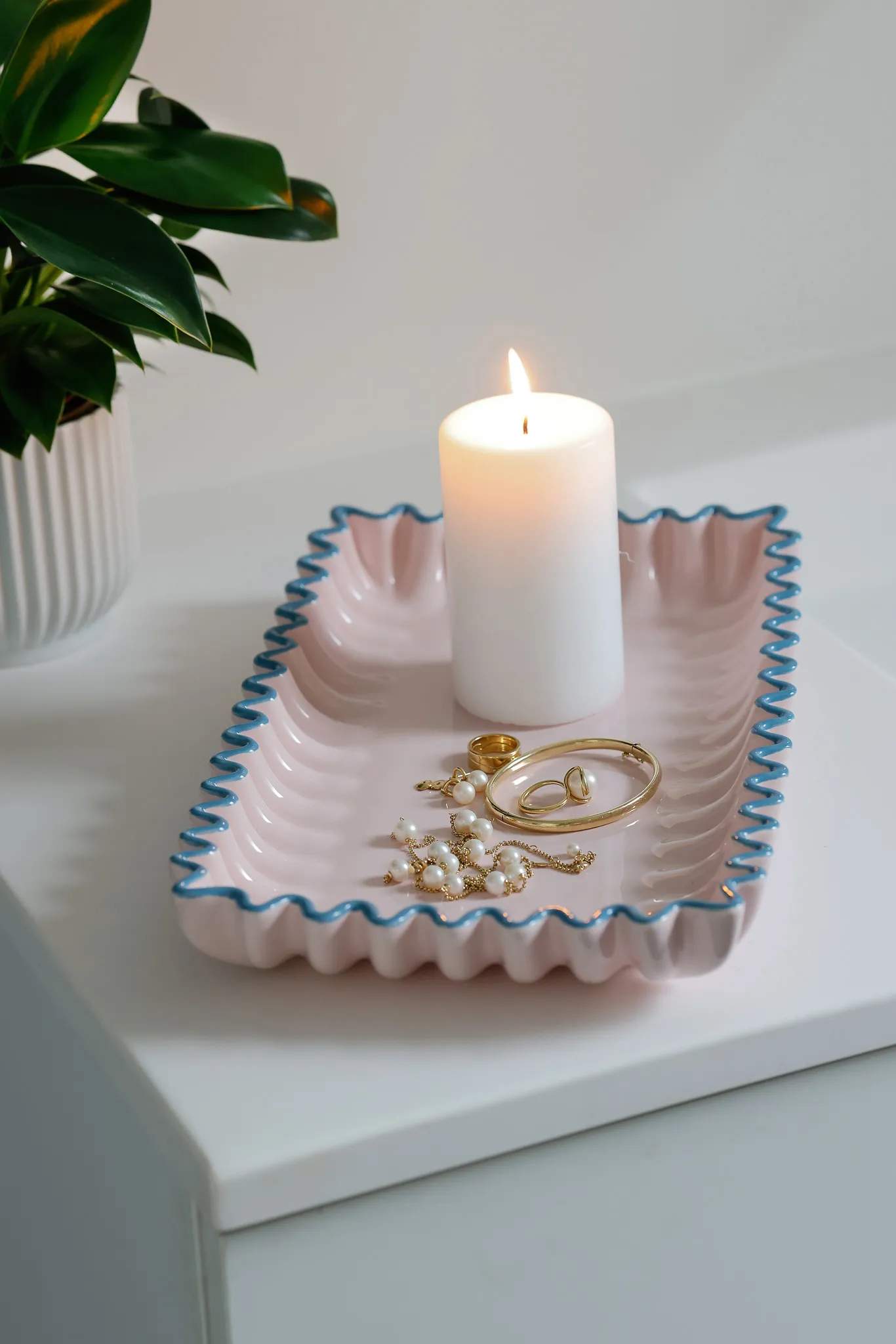 CASA Living Serveringsfade Dekorationsfad i Sart rosa/blå, 2