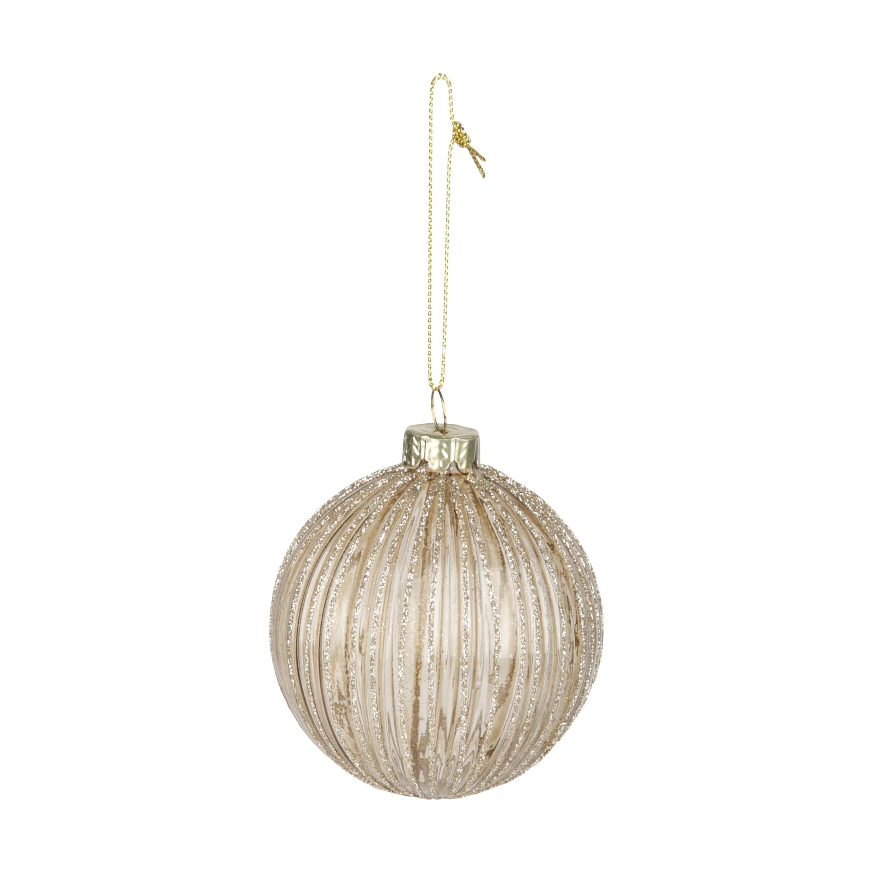 Julekugle, beige/glimmer, large