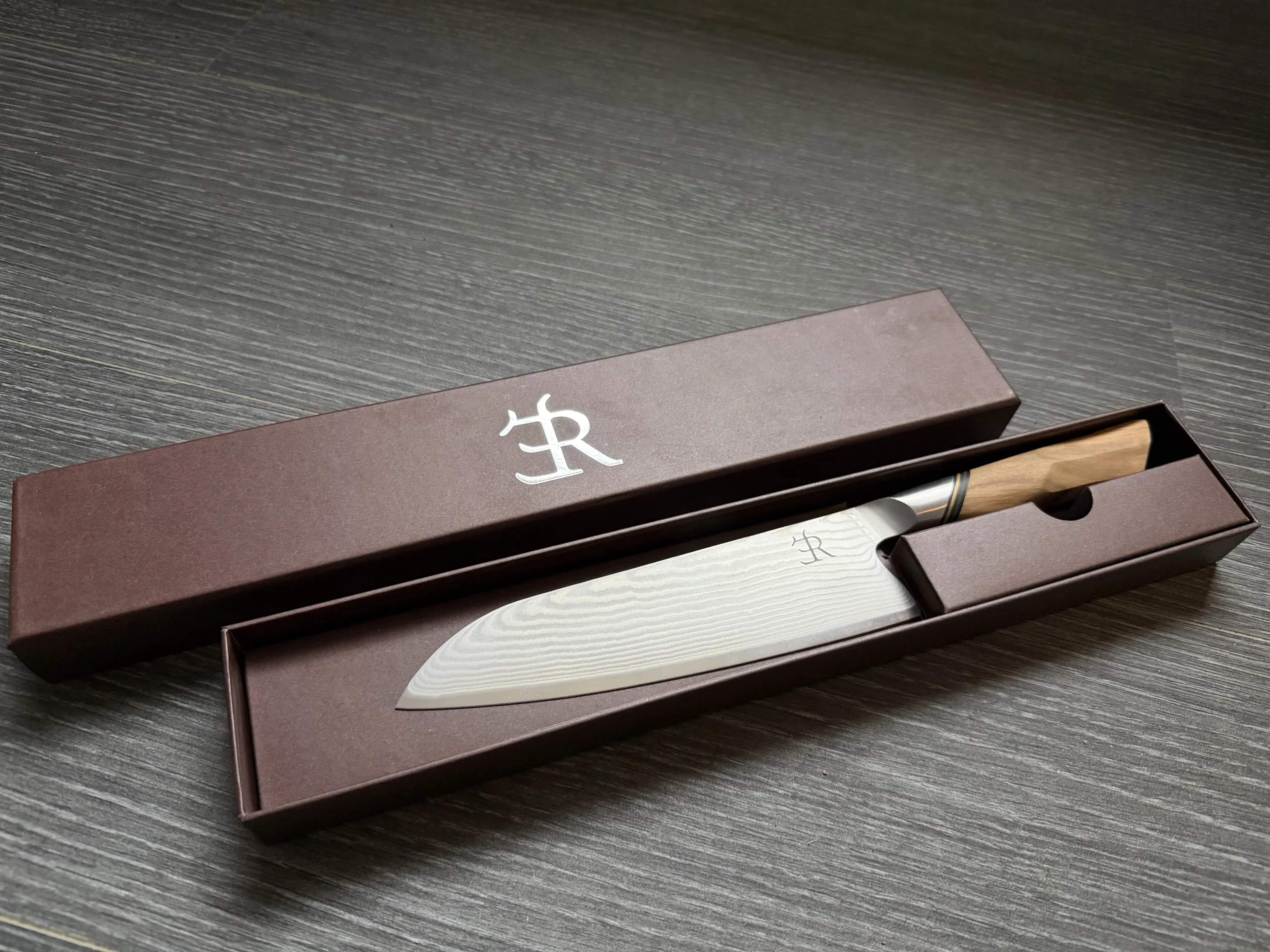 Ryda Knives Santokuknive A-73 Santoku i rustfrit stål/brun, 2