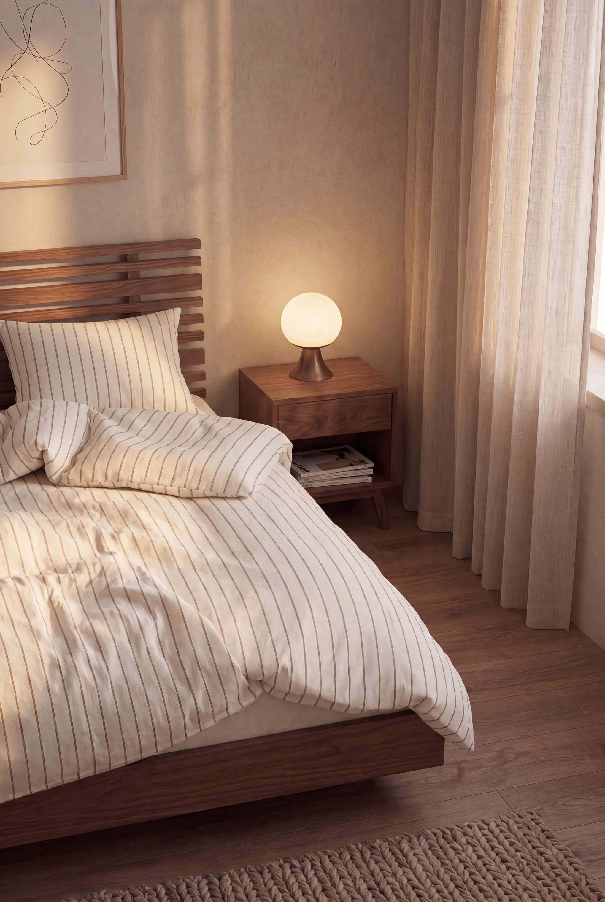 Juna Sengetøj Softly Sengetøj i Off-White/Karamel, B200 x L220 cm, 3