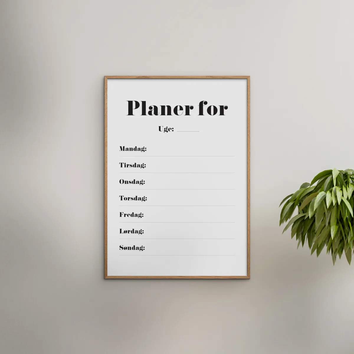 Poster&Frame Plakater Plakat - Ugeplan i B21 x L29,7 cm, 2
