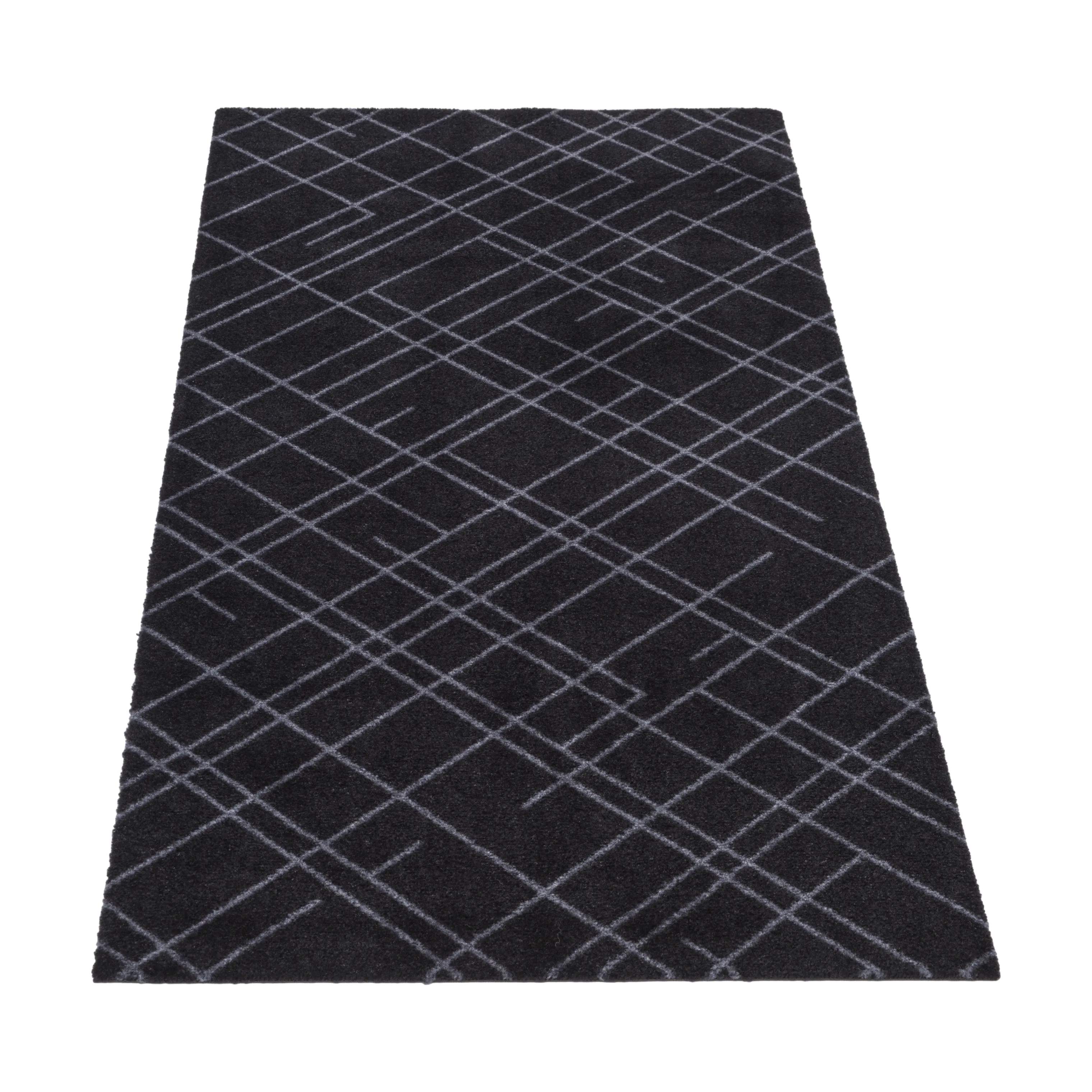 Tica Copenhagen Dørmåtter Lines Gulvmåtte i Sort/grå, B67 x L150 cm, 3