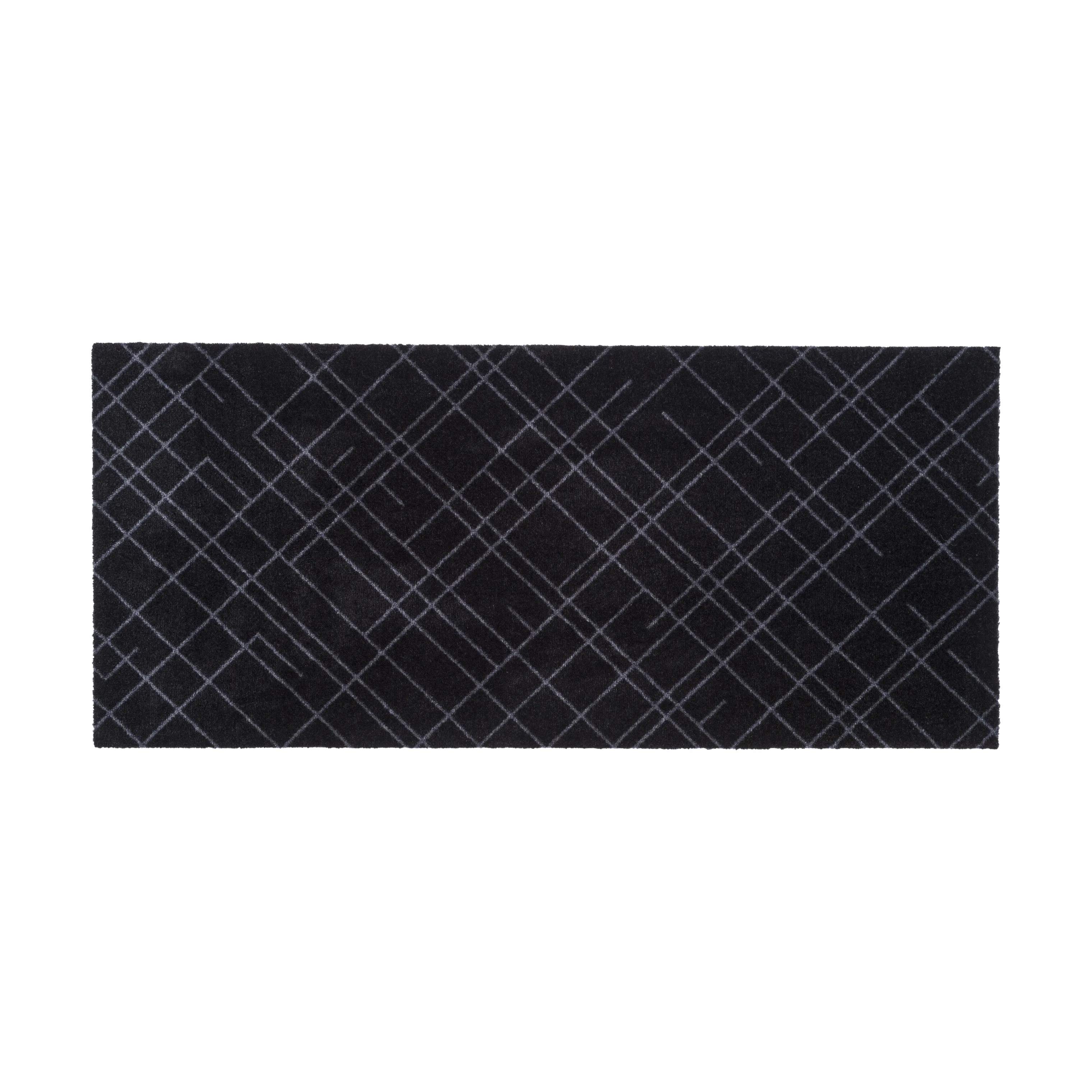 Tica Copenhagen Dørmåtter Lines Gulvmåtte i Sort/grå, B67 x L200 cm, 1