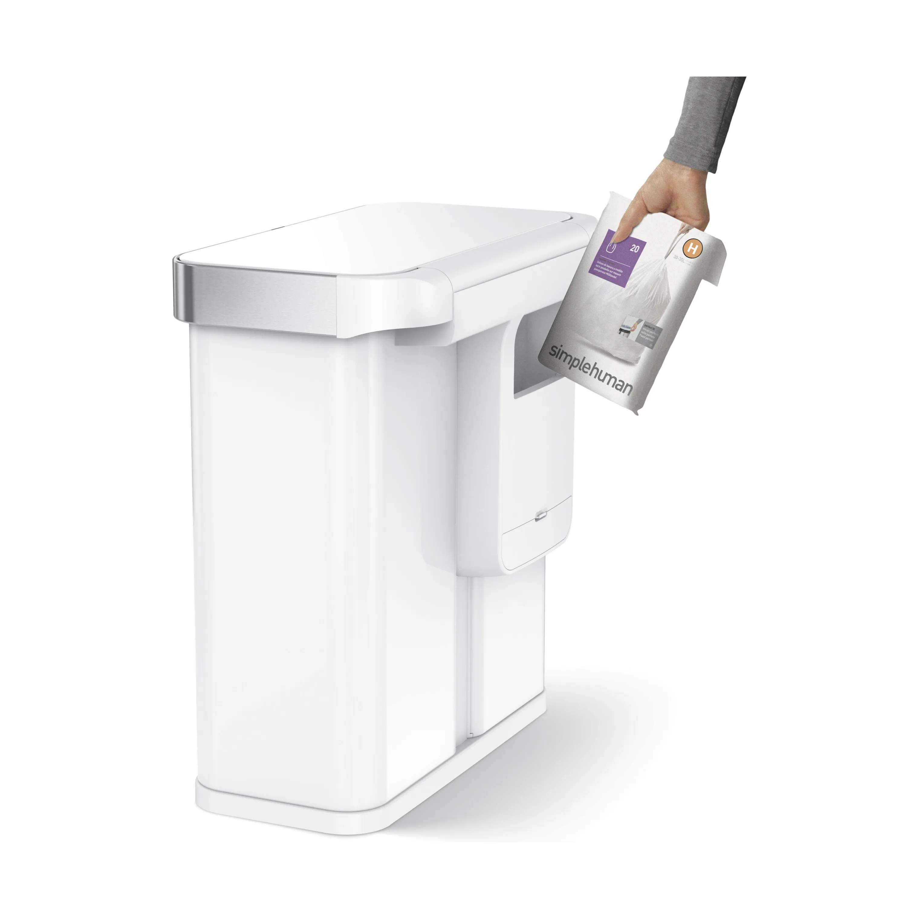 Simplehuman Spande uden pedal Dual Affaldspand i Hvid, 4