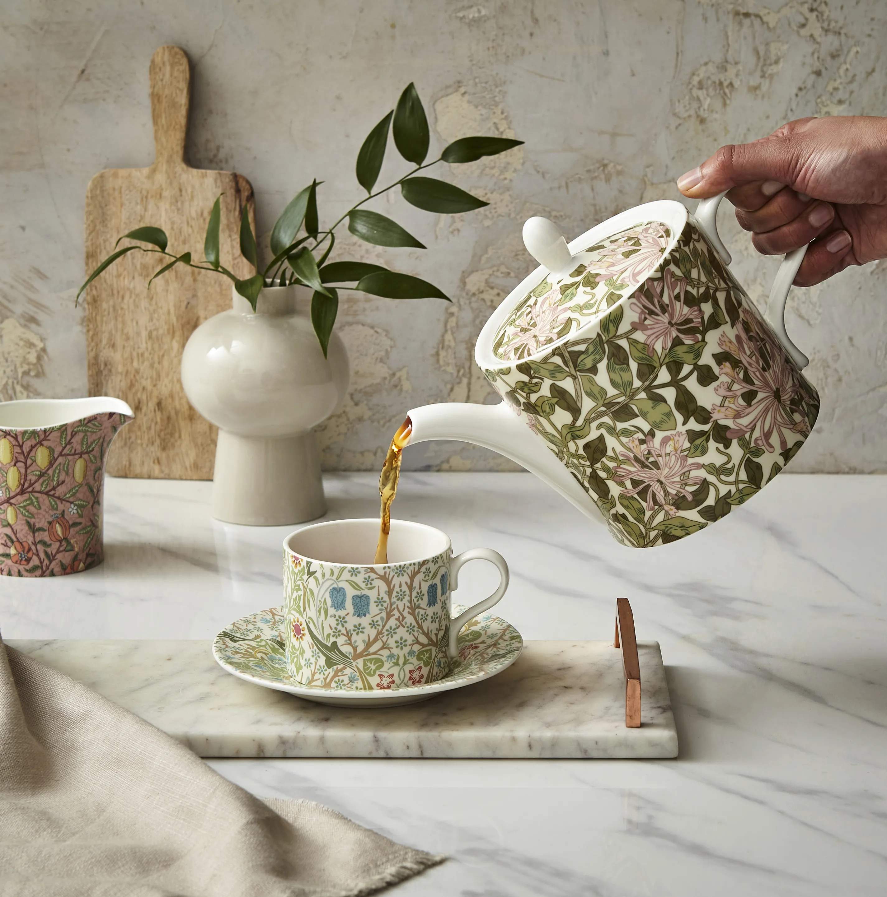 Spode Tekander Morris & Co Tekande i Lyserød/Grøn/Hvid, 3