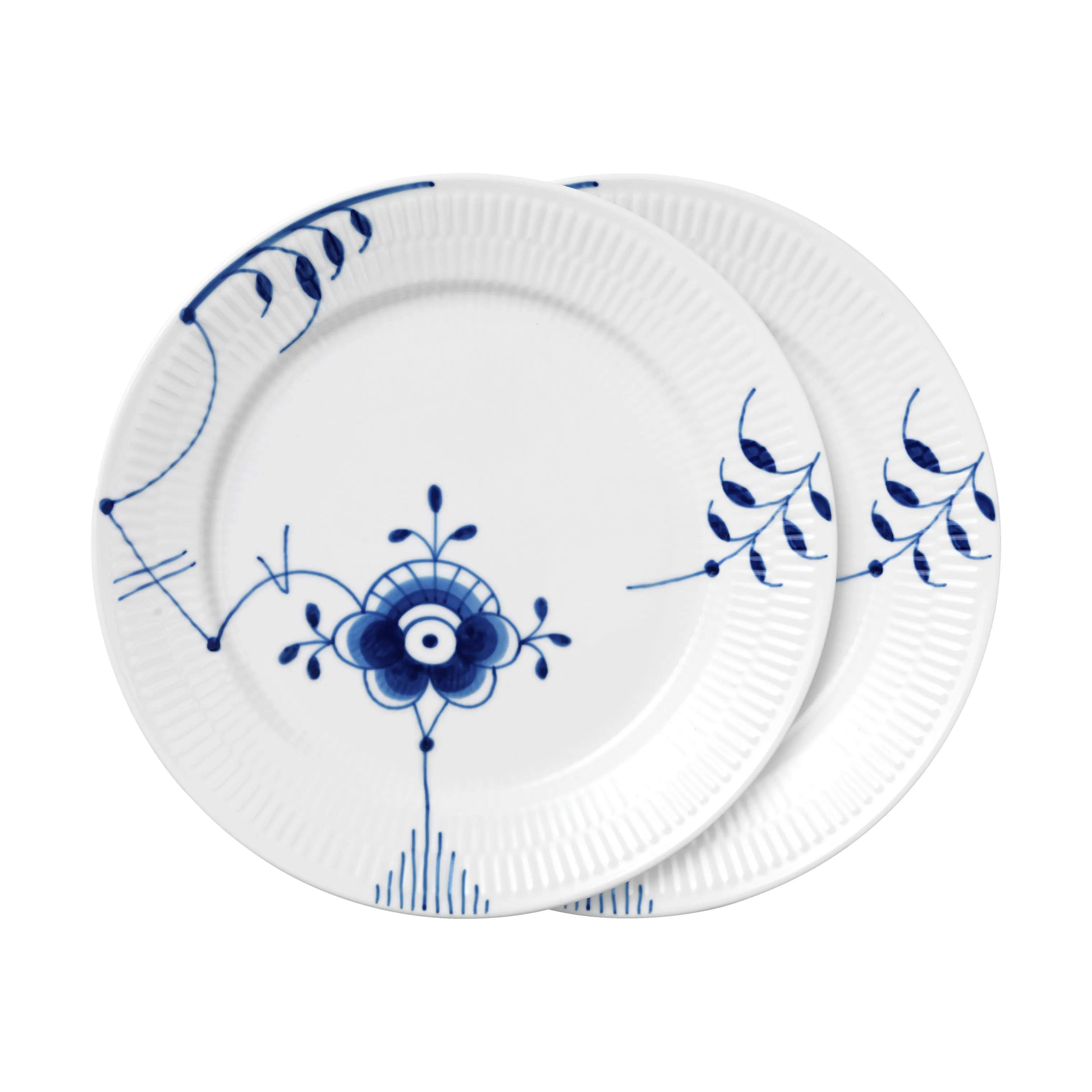 Royal Copenhagen Middagstallerkener Blå Mega Riflet Middagstallerken #6 - 2 stk. i Hvid/blå, 1