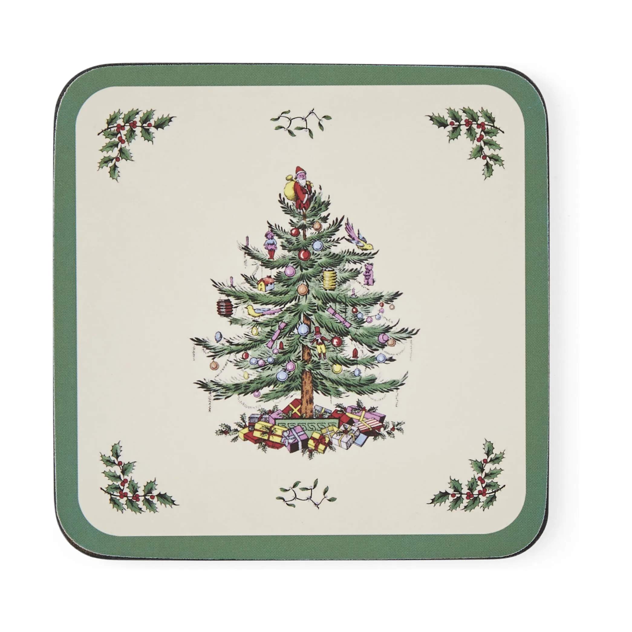Spode Glasbrikker og coasters Christmas Tree Glasbrikker - 6 stk. i Grøn/hvid/Rød, 1
