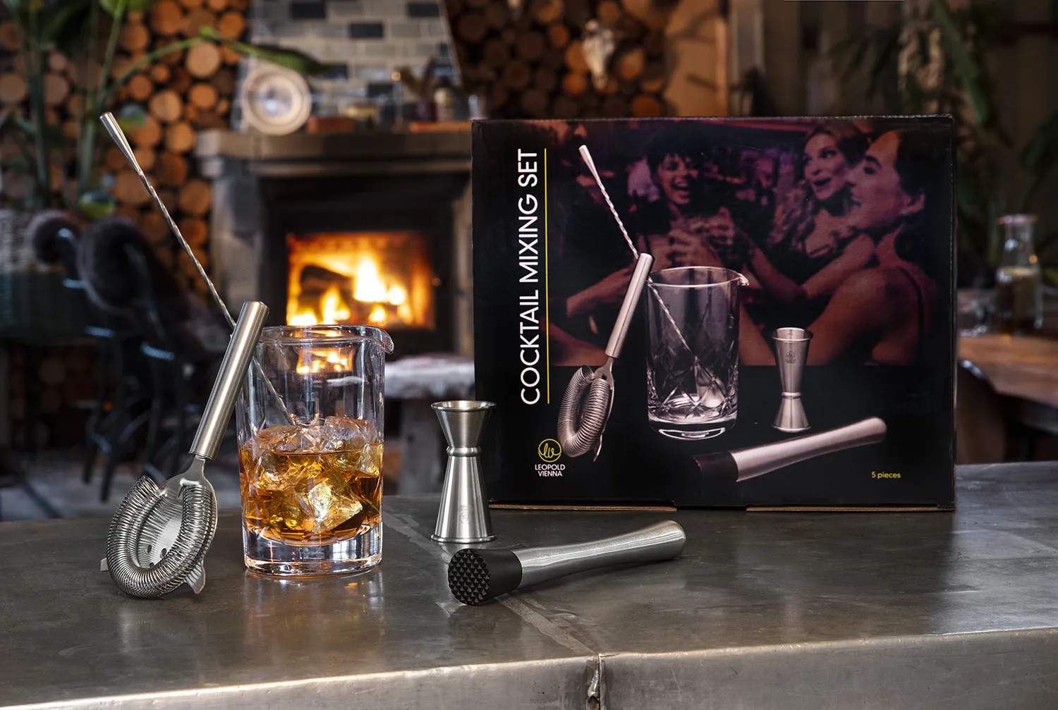 Leopold Vienna Shakere Cocktailsæt - 5 dele i Sølv, 2