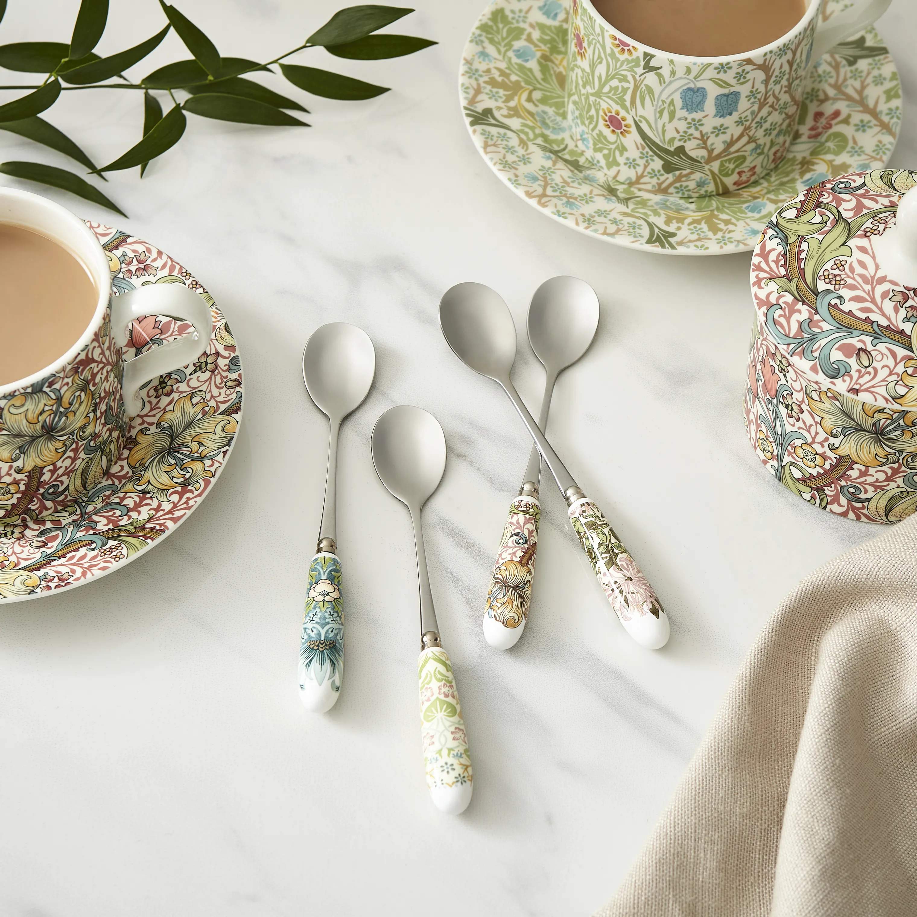 Spode Dessertskeer Morris & Co. Dessertskeer - 4 stk. i Blå/Grøn/Lyserød/Gul, 2