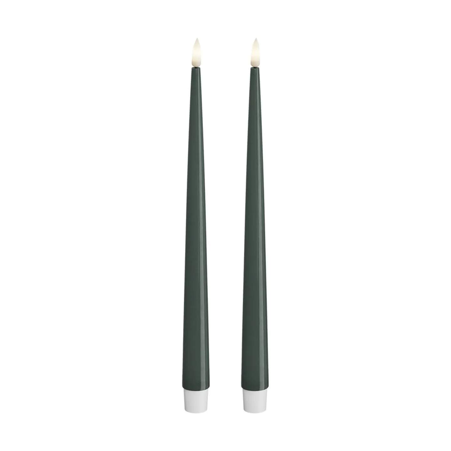 Deluxe Homeart LED-lys Real Flame LED Kertelys m. lak - 2 stk. i Jade green, 28 cm, 1