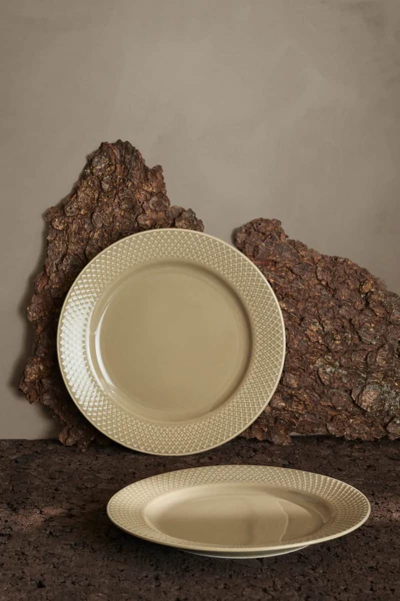 Lyngby Porcelæn Middagstallerkener Rhombe Earth Middagstallerken - 2 stk i Marble, 4