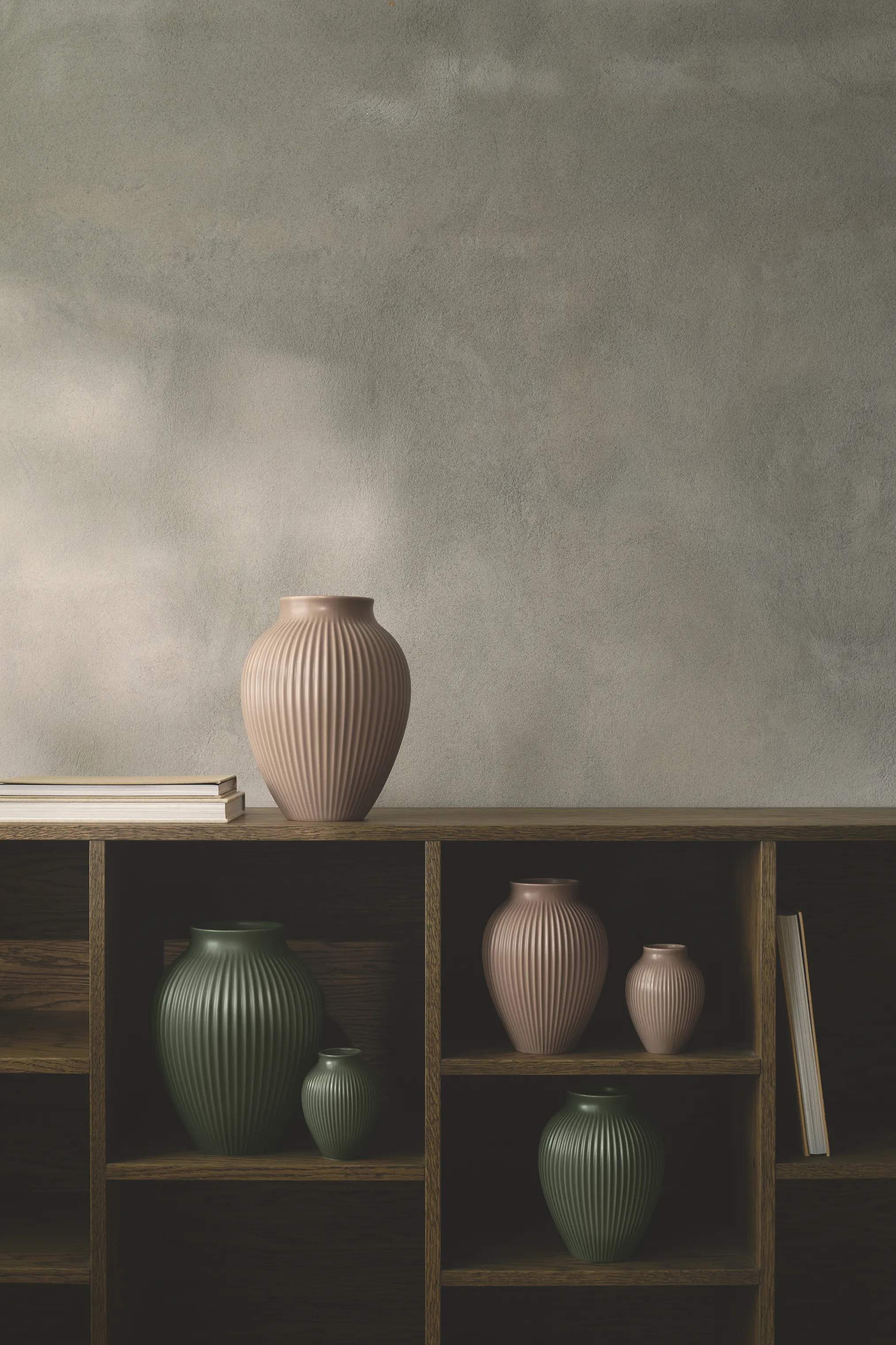 Knabstrup Keramik Vaser Riller Vase i ripple mat celadon green, 20 cm, 3