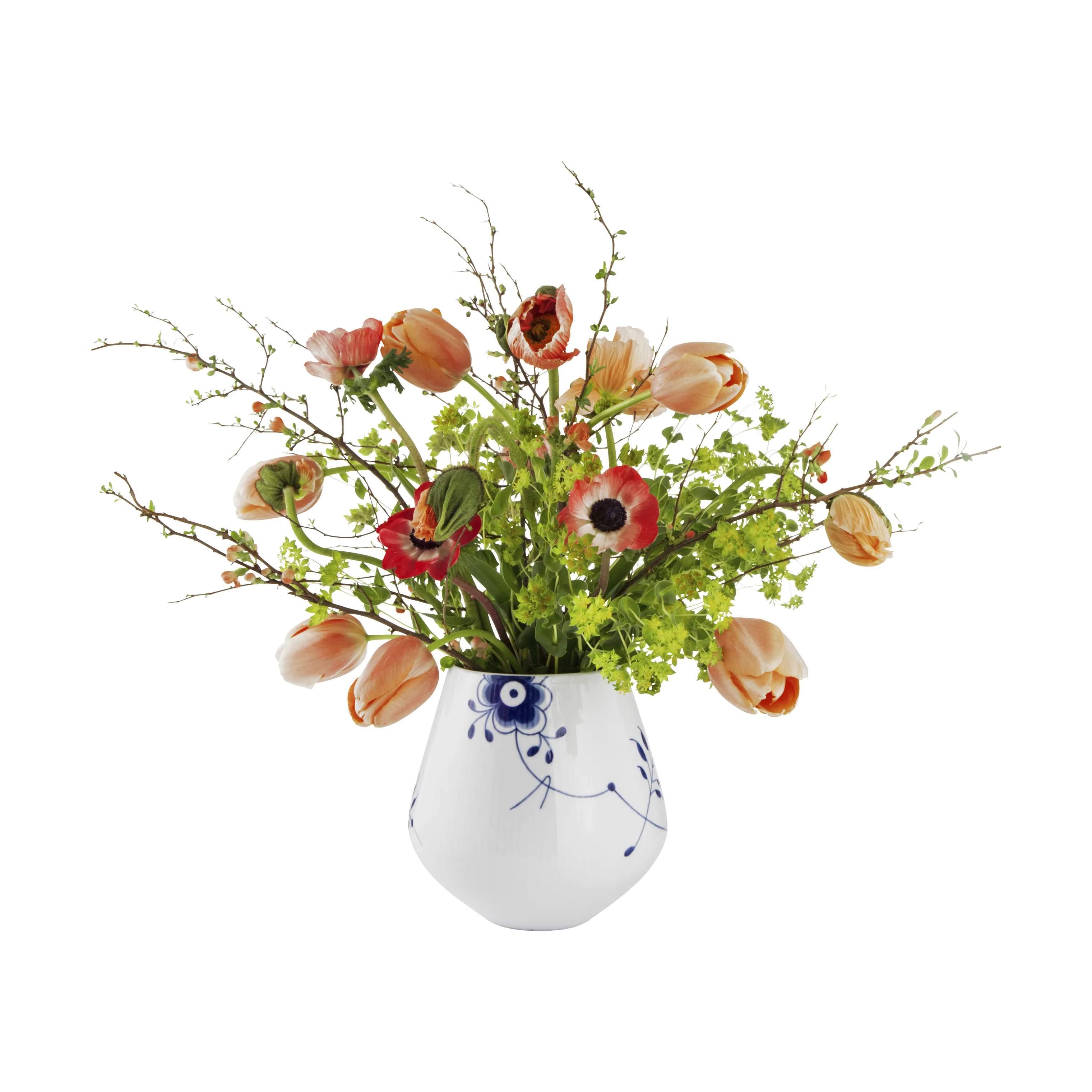 Royal Copenhagen Vaser Blå Mega Riflet Vase i Koboltblå/hvid, 20,5 cm, 5