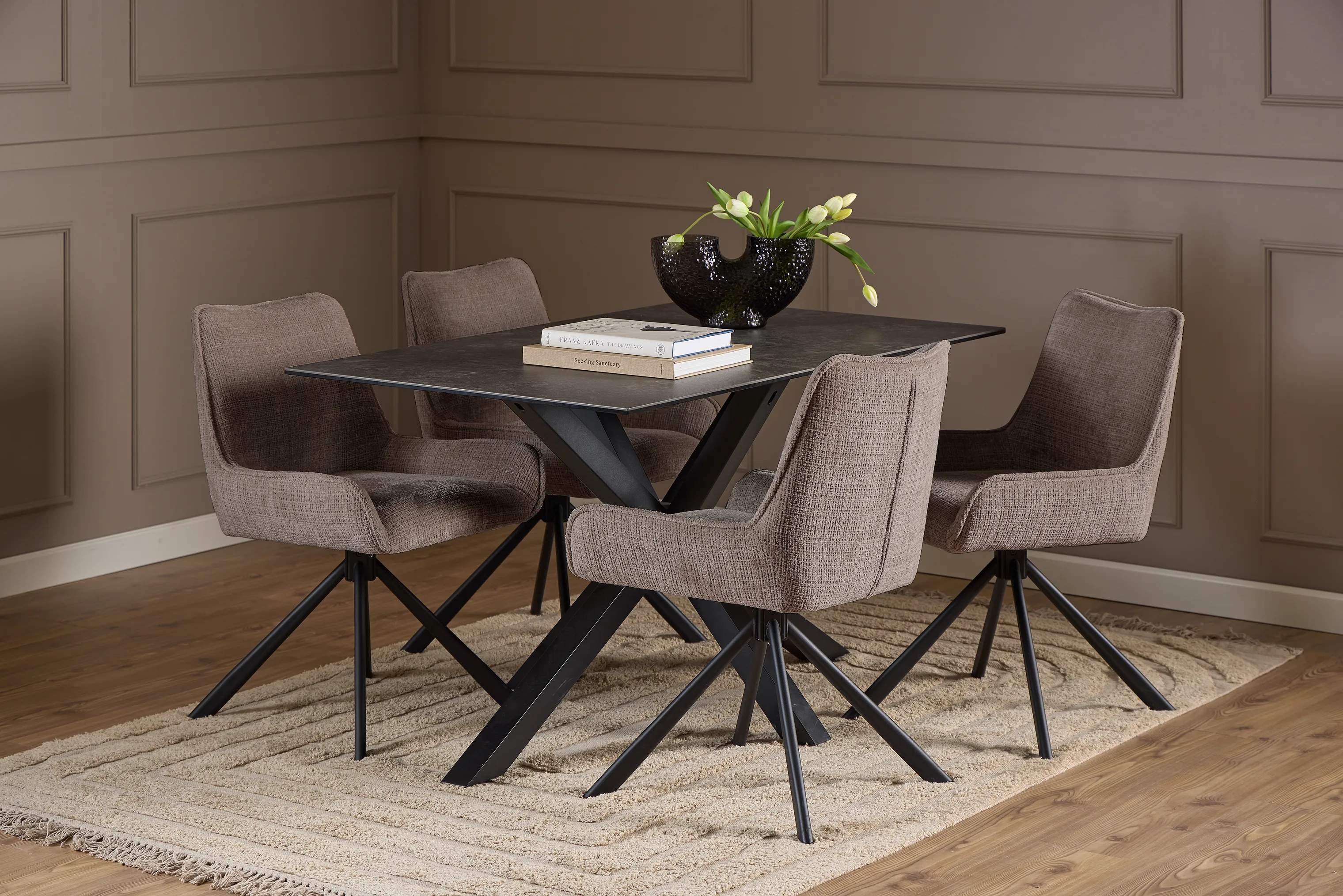 CASA Living Spisebordsstole Eddie Spisebordsstol - 2 stk i Brun/mat sort, 2