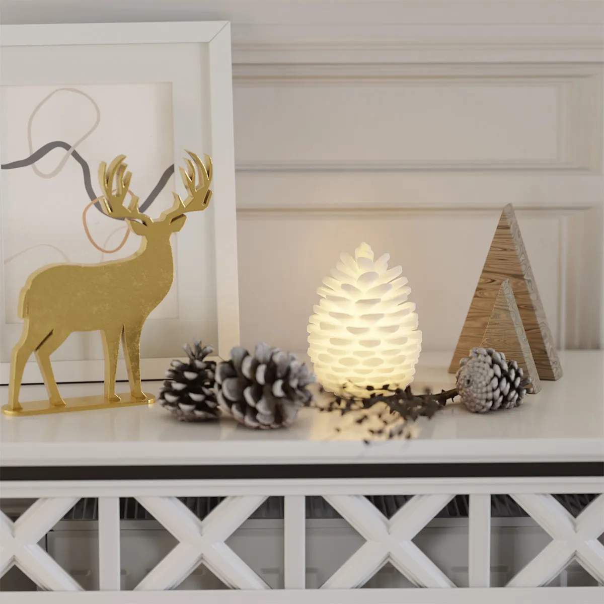 Deluxe Homeart LED-lys LED Kogle i Hvid, 3