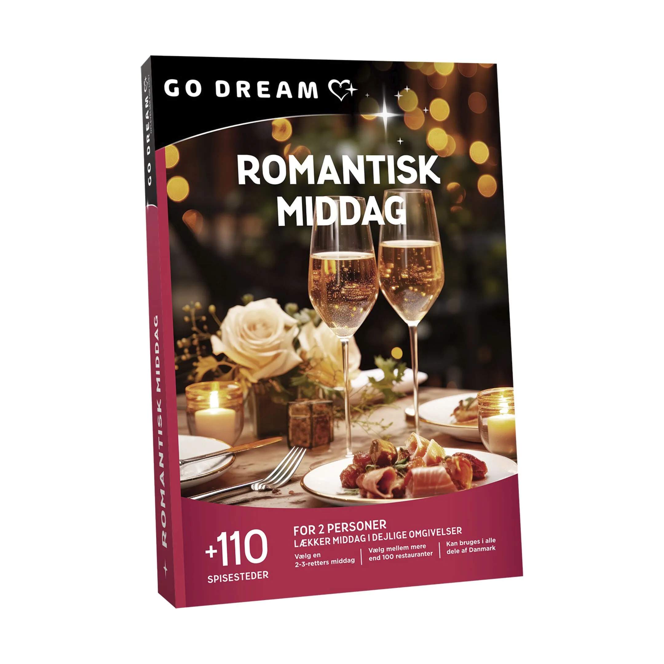 GO DREAM Oplevelsesgavekort Gavekort - Romantisk middag i Romantisk middag for 2, 2