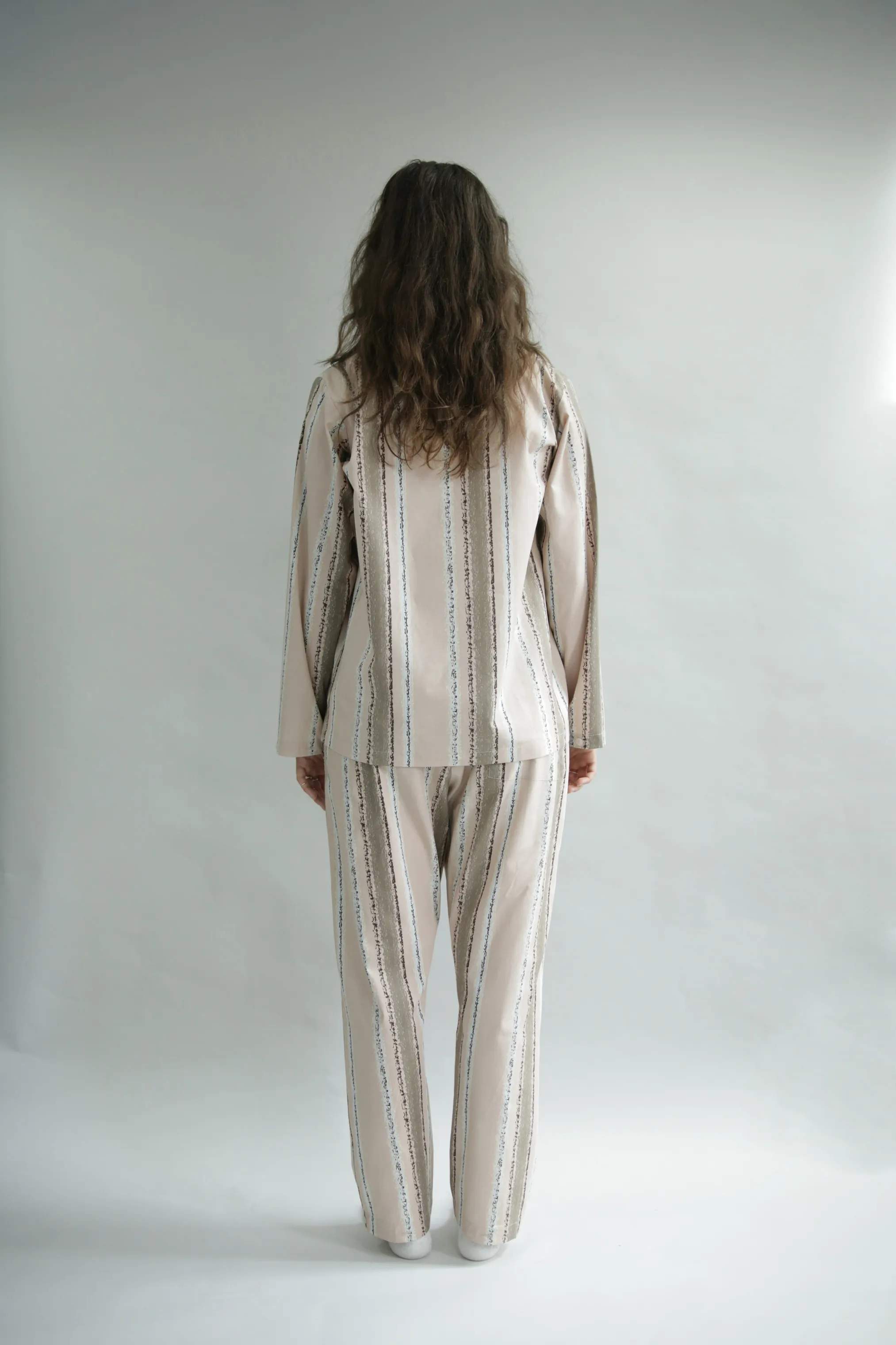 omhu x Mads Barfod Pyjamas Wave Grid Slumber Pyjamasbukser i Latte, XS/S, 6